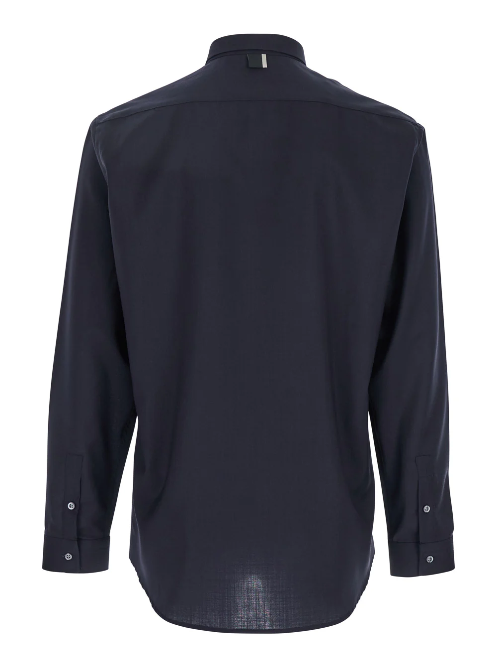Camisa Azul de Marca Baixa com Gola Clássica e Fechamento por Botões em Tecido Man Blu Blusas de Lã Virgem