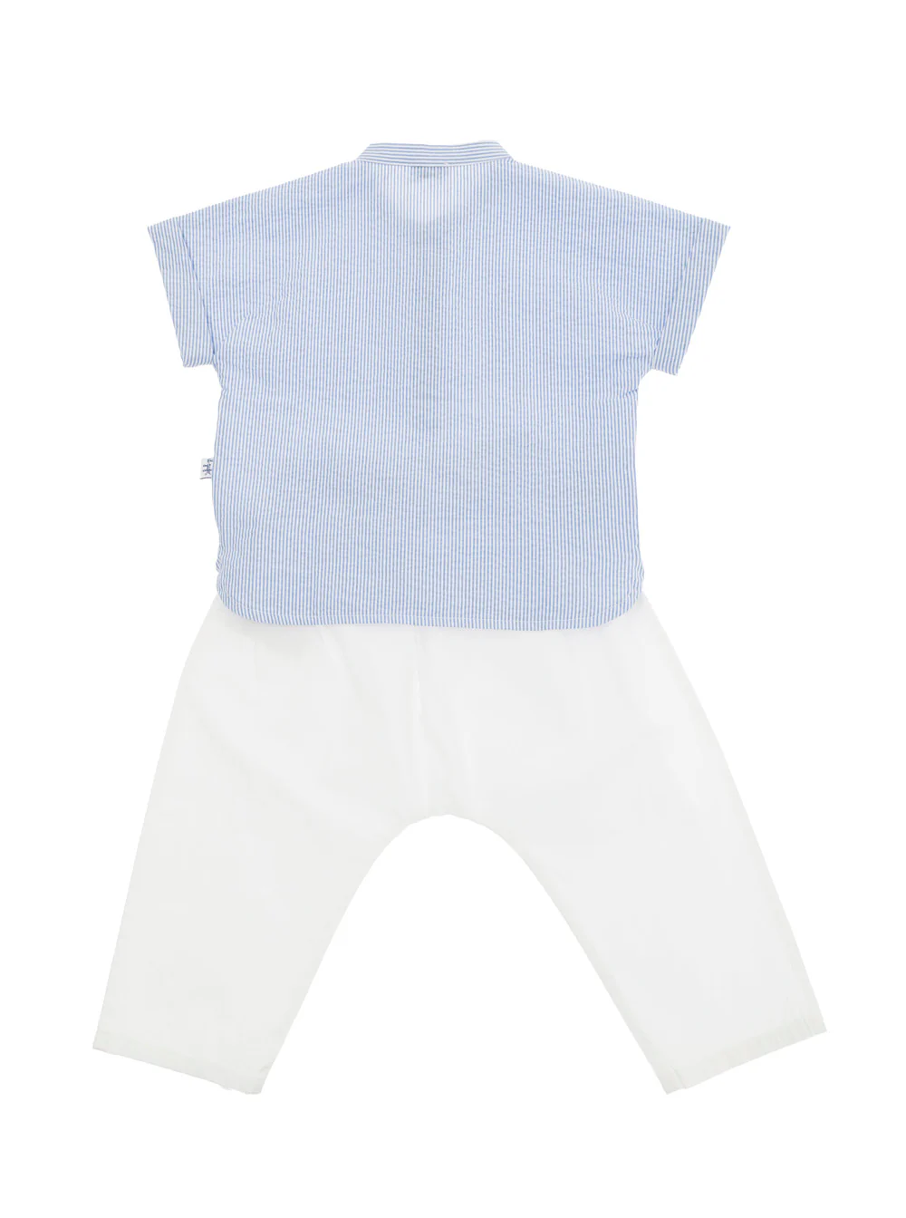 Conjunto de Camisa e Calças para Crianças Il Gufo Azul Claro e Branco, Macia e Elástica, Roupas de Algodão para Bebês
