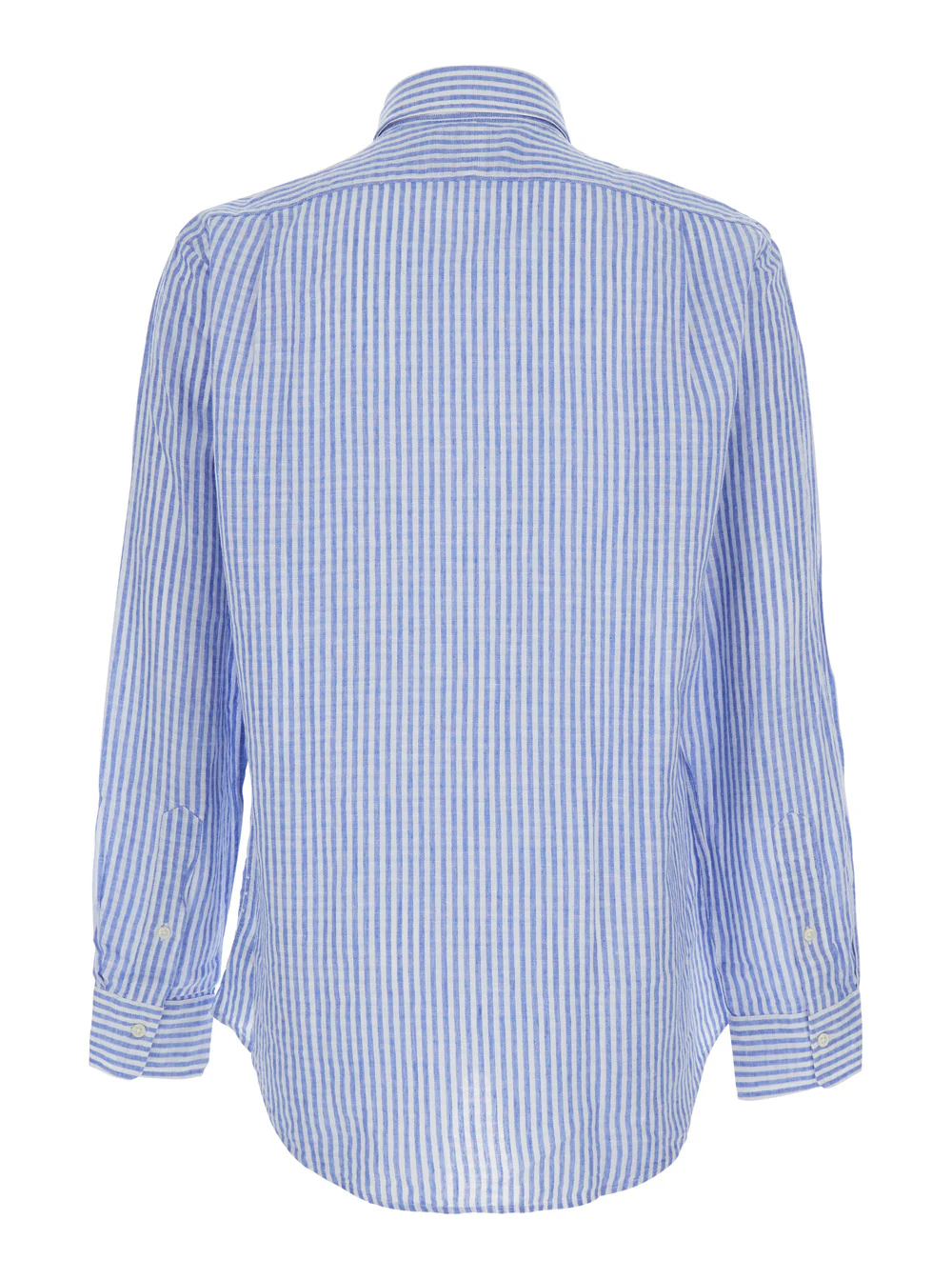 Camisa de Linho Azul Listrada Polo Ralph Lauren com Gola Clássica e Mangas Compridas para Homens Blusas Leves