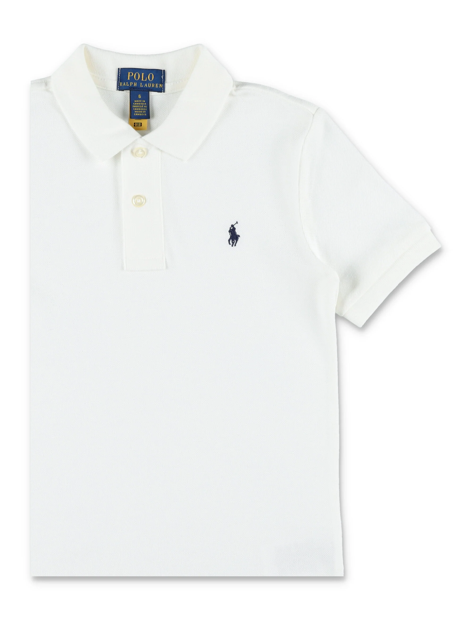 Camisola de Algodão Piquet Slim Fit Branca para Crianças Polo Ralph Lauren