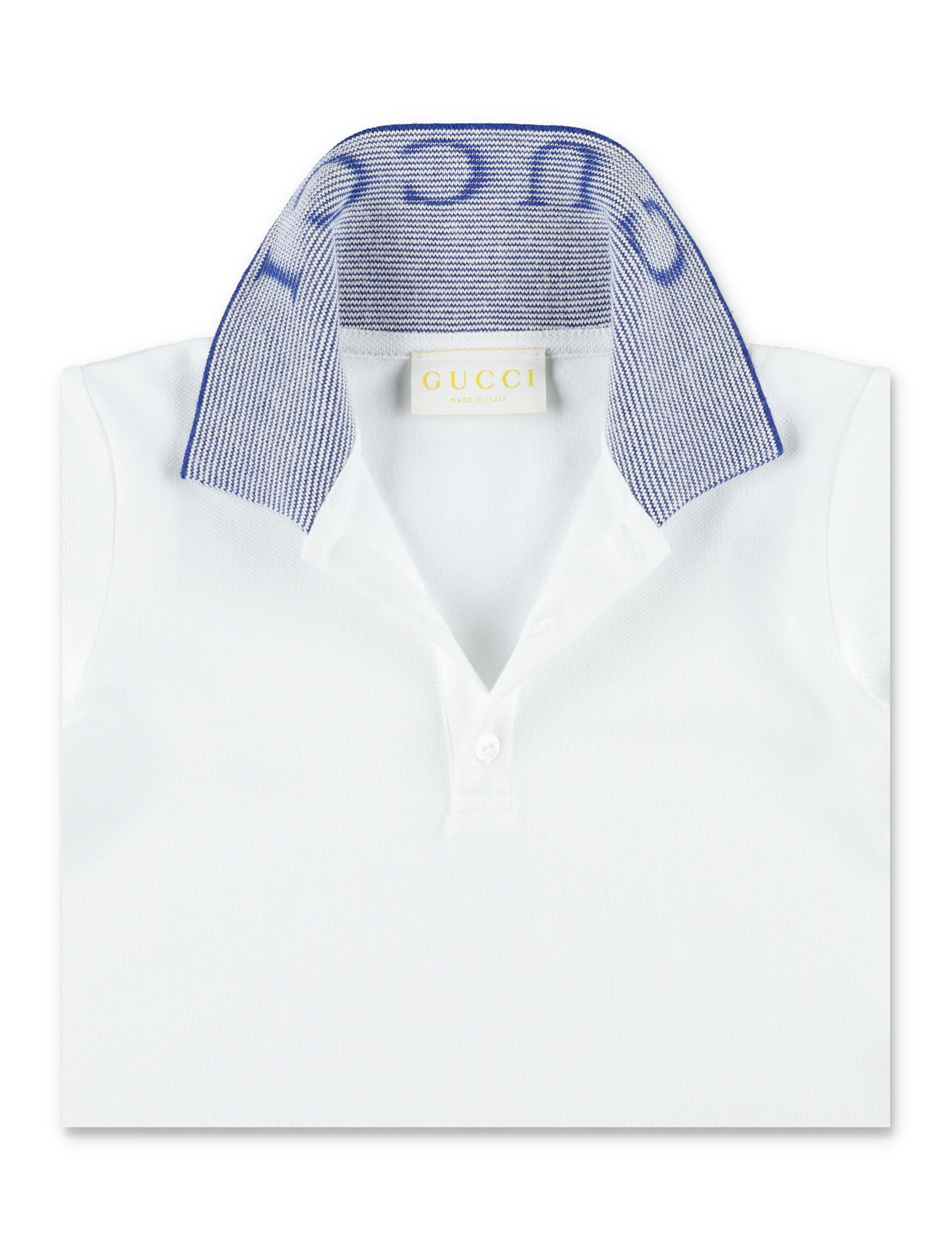 Camiseta de Algodão Gucci Baby Polo Branco Óptico/Azul