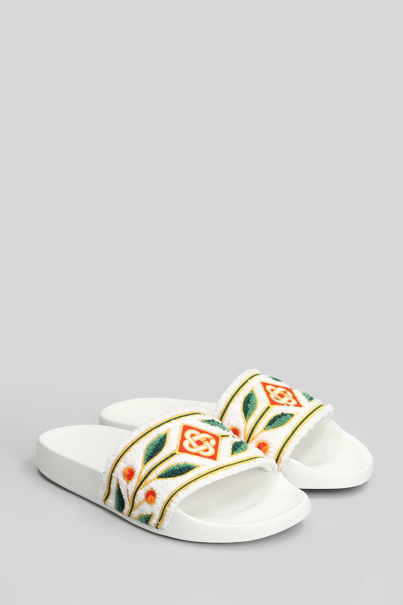 Sapatilhas Casablanca em poliéster branco, chinelos de terry