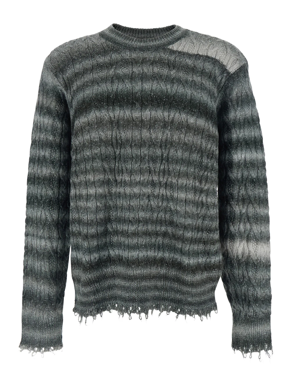 Suéter Cinza Won Hundred com Gola Redonda e Barra Frisada com Motivo Listrado em Todo o Tecido em Malha de Algodão e Nylon (reciclado) Suéter Cinza Won Hundred com Gola Redonda e Barra Frisada com Motivo Listrado em Todo o Tecido em Malha de Algodão e Nylon (reciclado)
