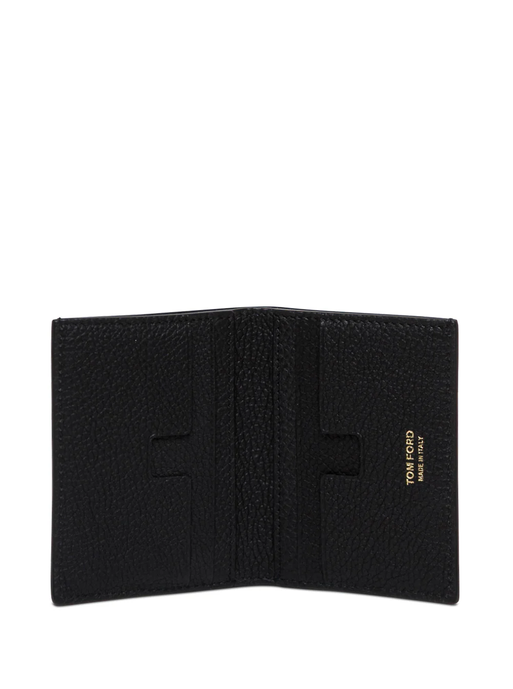 Porta-cartões Tom Ford com Letras em relevo no logotipo na frente, Couro Granulado Preto para Homens, Produtos de Novilho