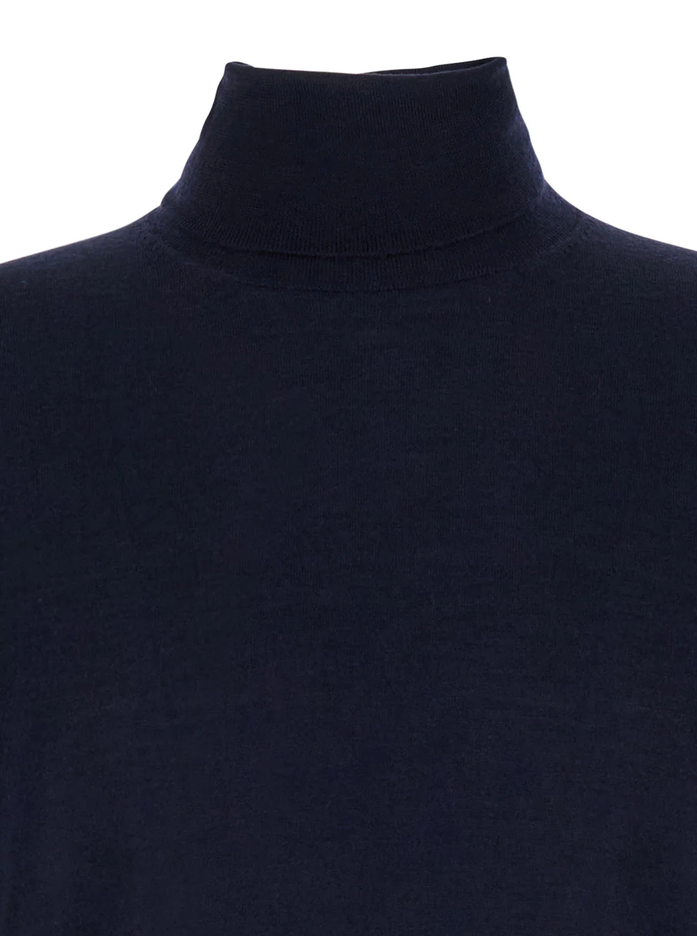 Suéter de Gola Alta Azul Lisinho em Mistura de Lã Merino e Seda Man Blu Merinos Cashmere Jersey