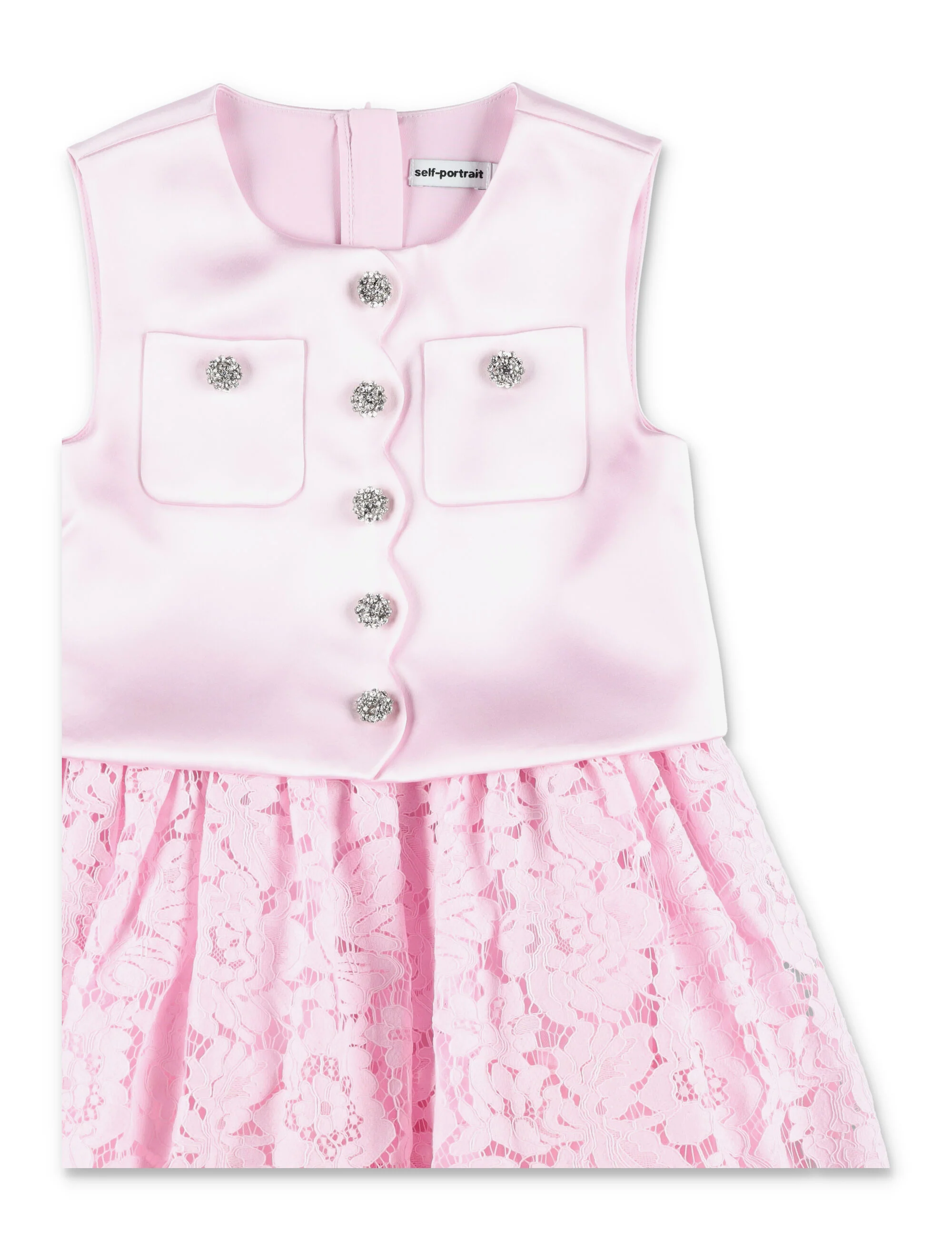 Vestido de Renda de Seda para Meninas, Rosa, Forro de Poliéster