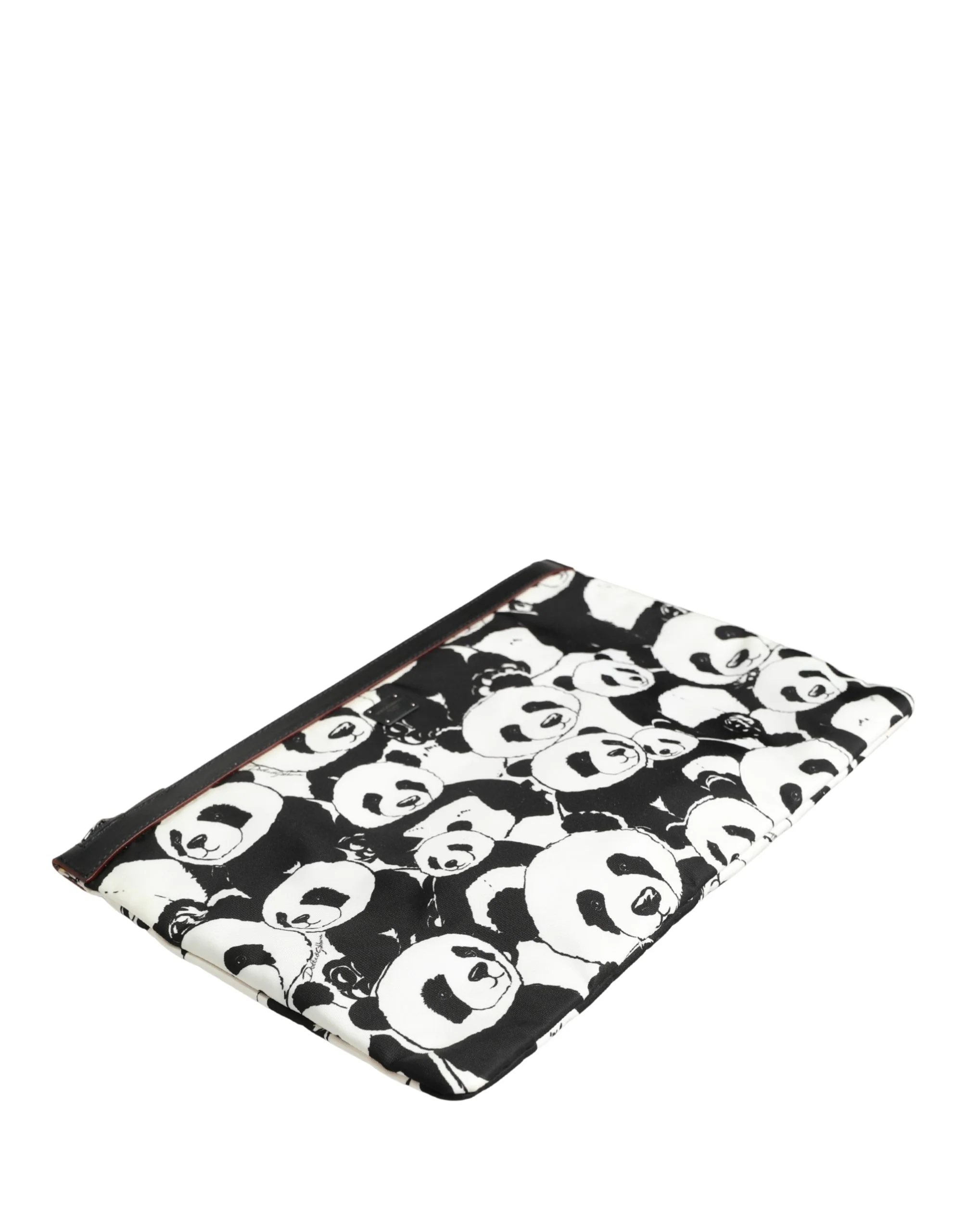 Dolce & Gabbana Bolsa de Punho de Nylon com Estampa Panda Preto e Branco para Homem, Bolsa e Couro de Novilho