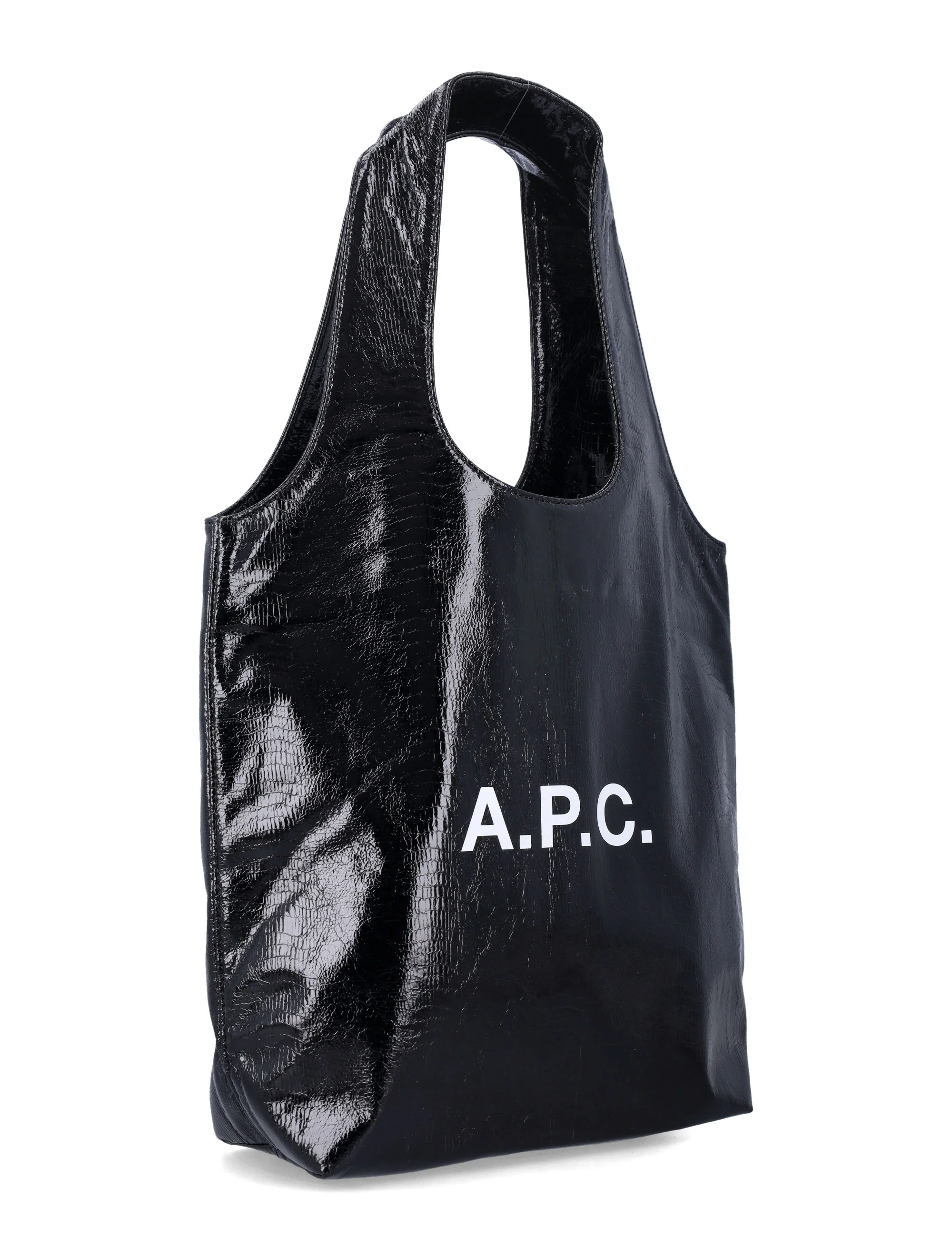 A.P.C. Ninon bolsa pequena preta de poliuretano