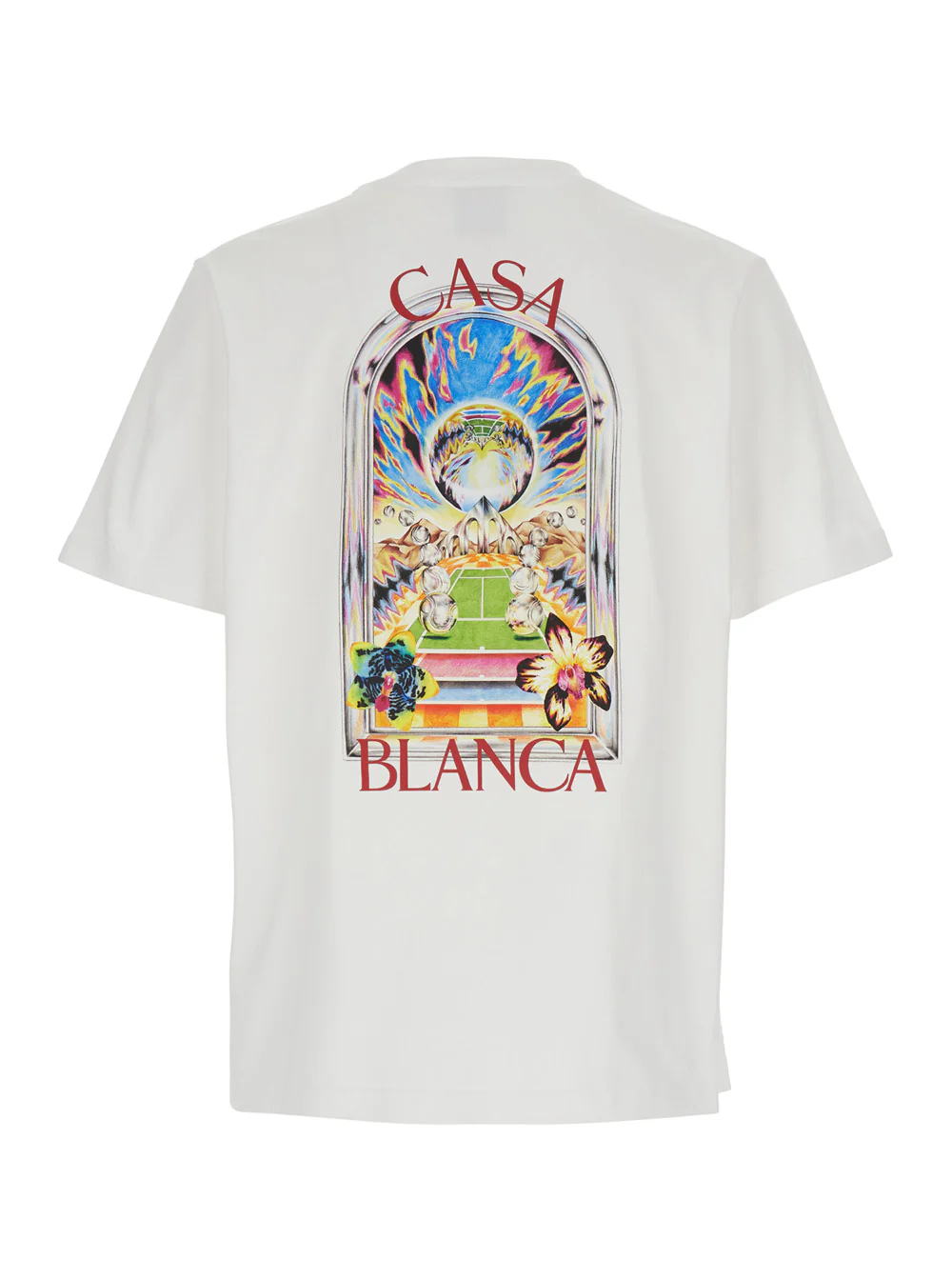 Camiseta Branca Casablanca com Detalhe de Logotipo na Frente e Costas Maxi em Algodão para Camisetas Masculinas Camisetas Polo Camiseta Branca Casablanca com Detalhe de Logotipo na Frente e Costas Maxi em Algodão para Camisetas Masculinas Camisetas Polo