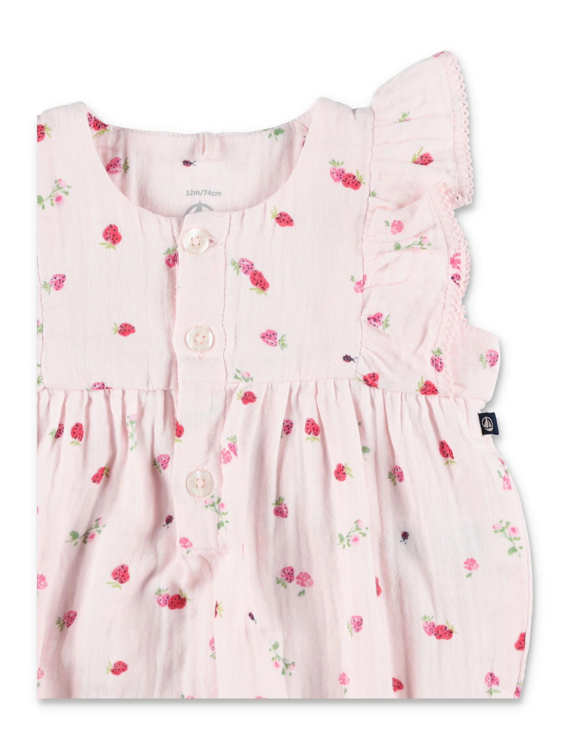 Macacão de Algodão com Estampa Floral Petit Bateau - Macacão Rosa