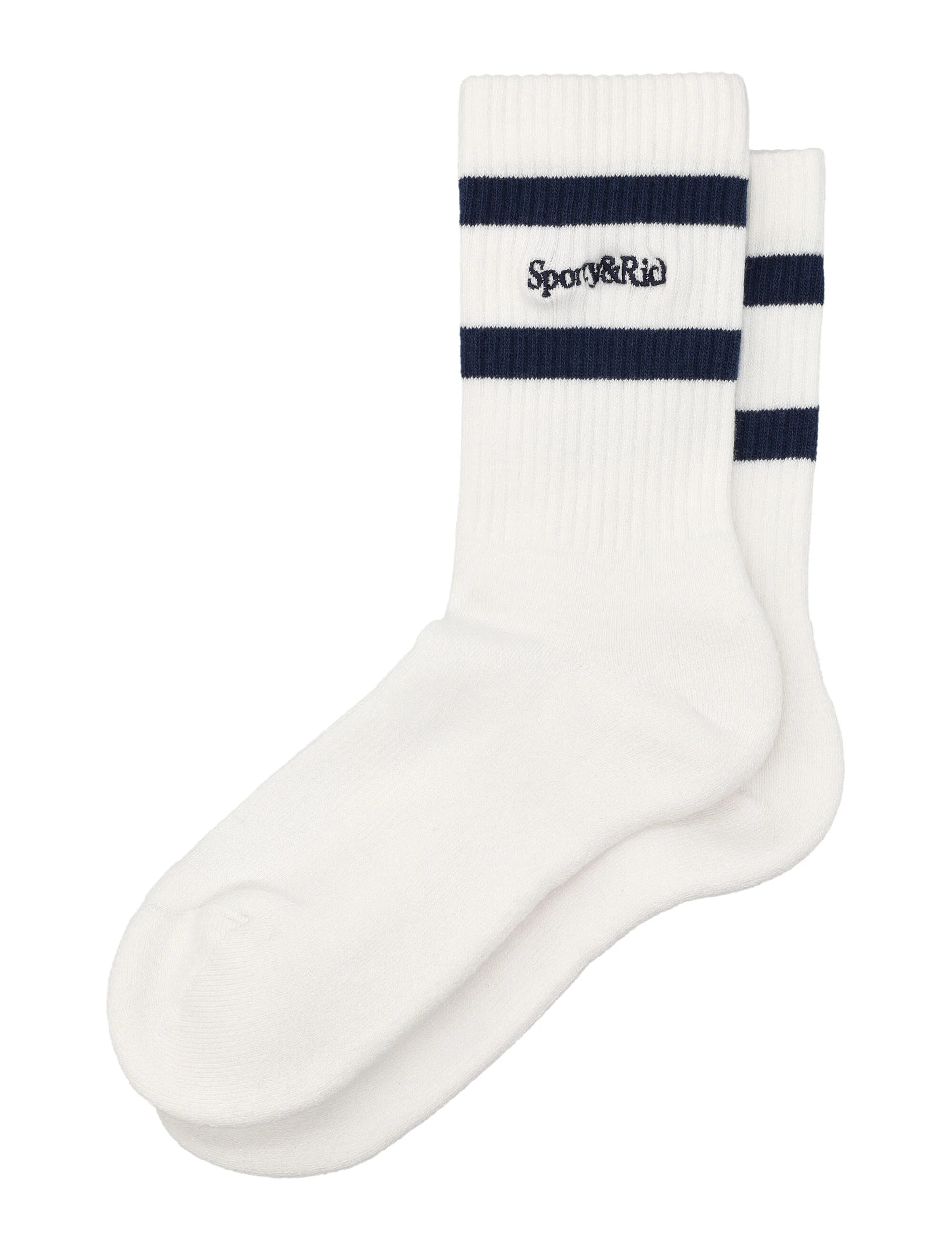 Meias Esportivas e Ricas com Logotipo Serif para Crianças Branco/azul-marinho Algodão