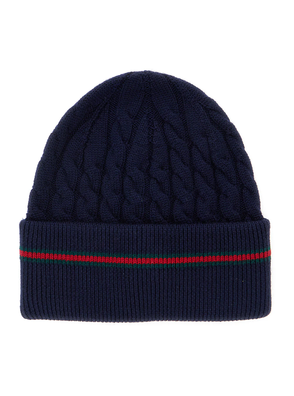 Gorro Infantil Azul Gucci com Detalhe de Web e Tricô em Malha de Lã Meninos Azuis Chapéus Luvas