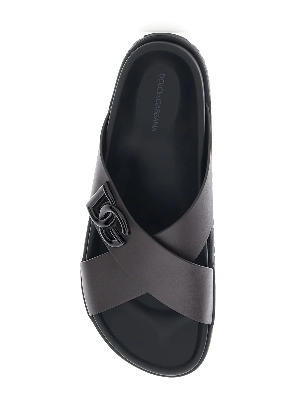 Sandalhas de Couro Marrom Dolce & Gabbana com Detalhe do Logotipo DG na Frente para Homens, Sapatos Planos de Calf