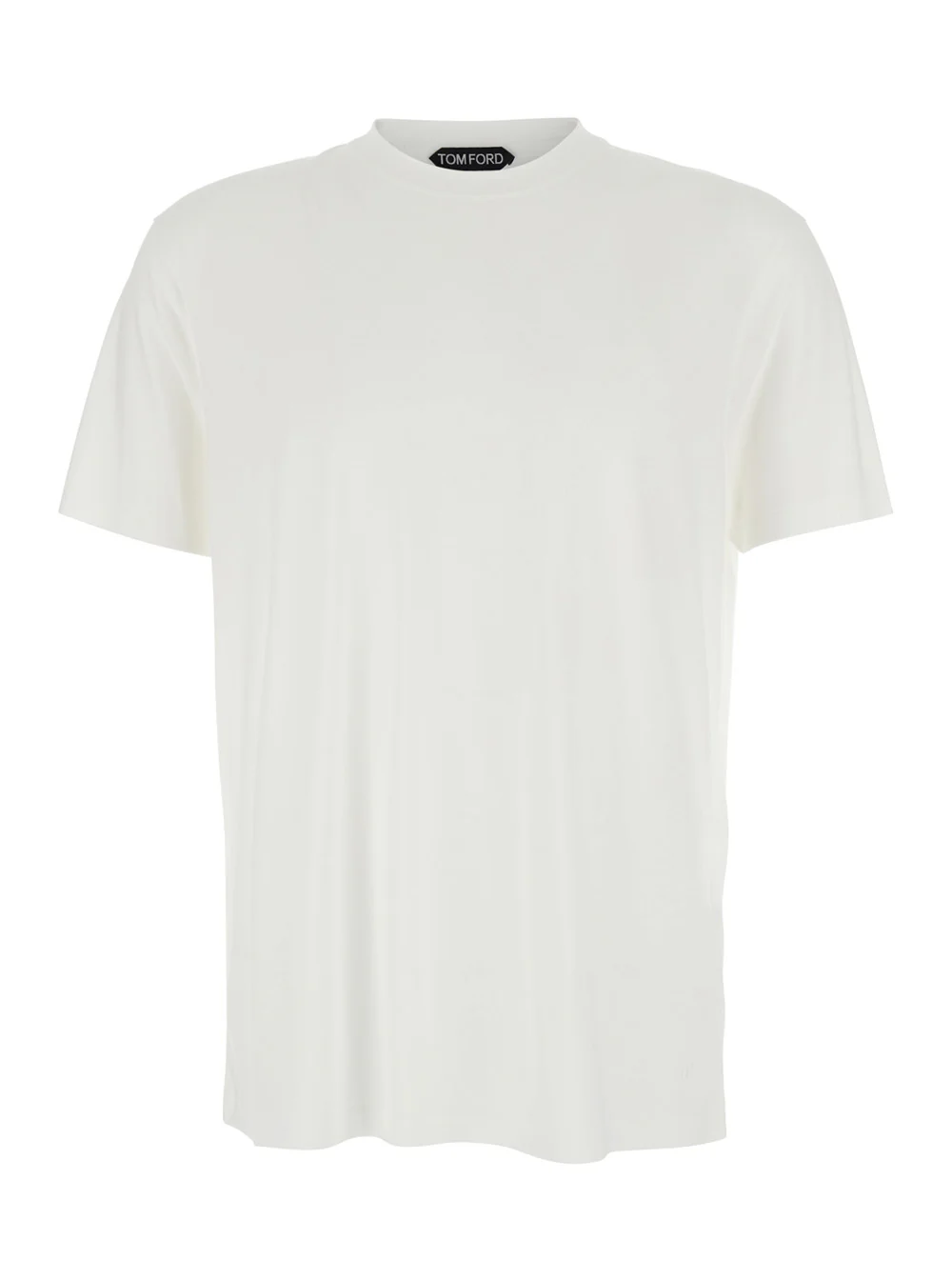 Camiseta Tom Ford com Gola Redonda e Bordado de Logotipo na Frente, Blusa de Algodão Branca para Homens, Camisetas e Camisetas Polo de Lyocel