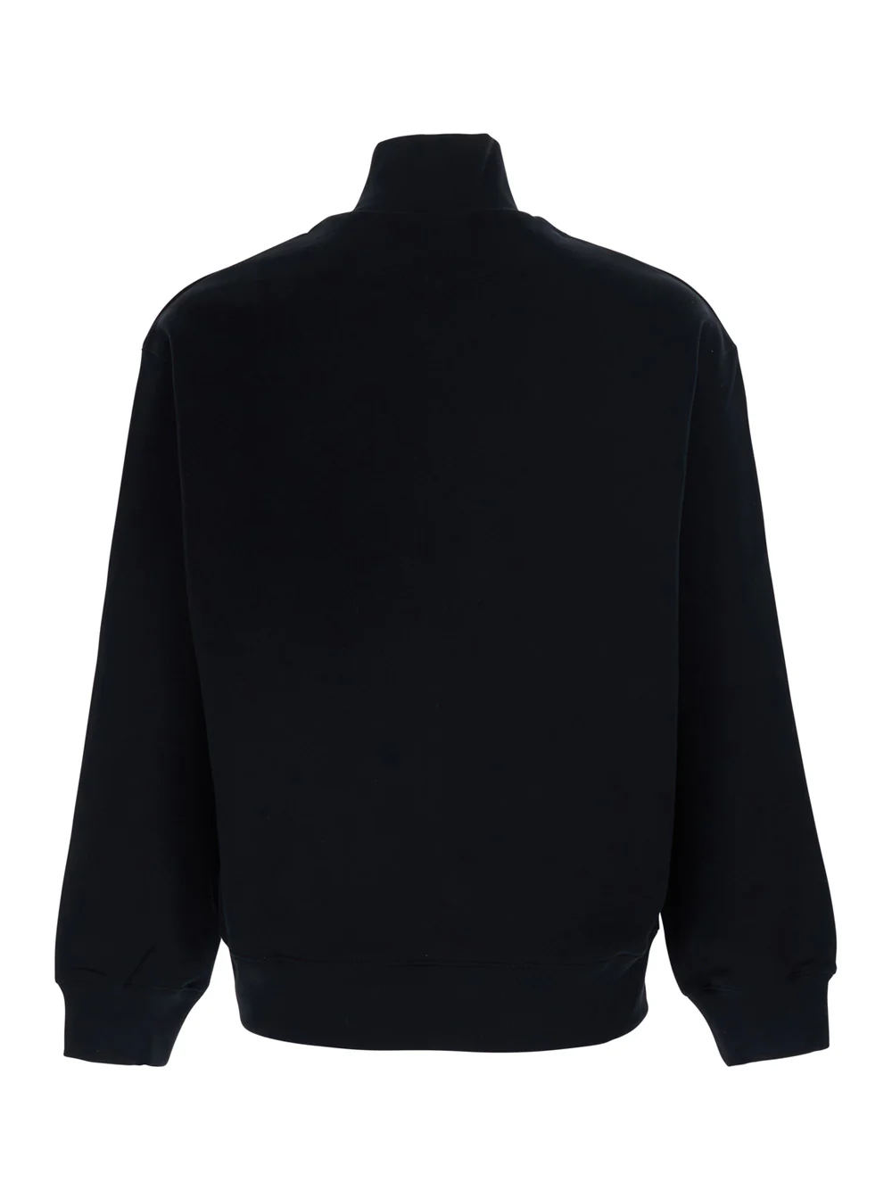 Maison Kitsuné Sweatshirt de Algodão Preto com Zíper Metade e Logotipo de Raposa para Homens