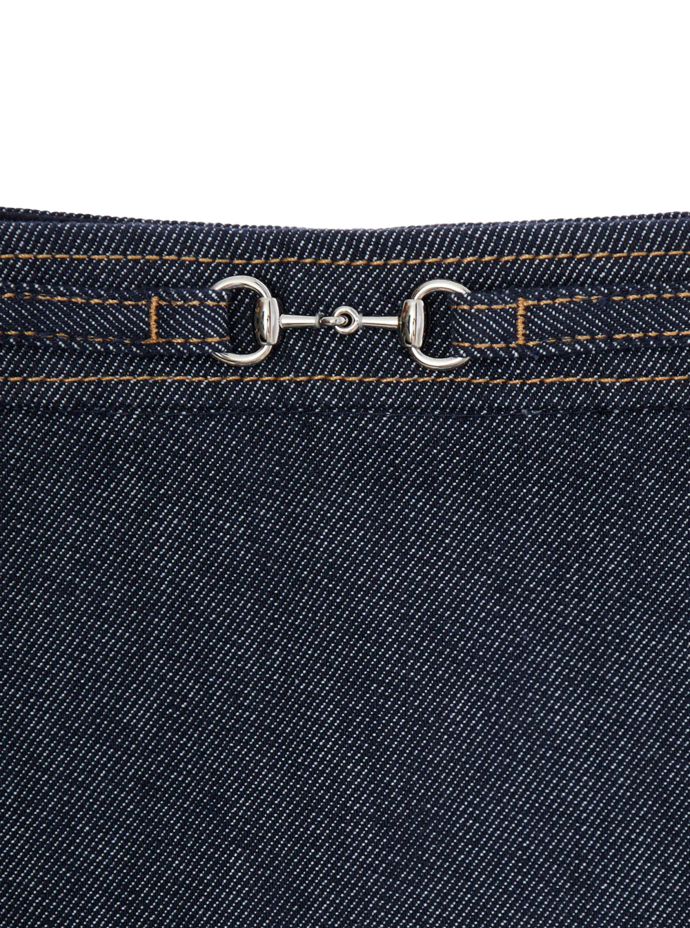 Saias Gucci Kids Azul com Detalhe Horsebit na Frente e Fechamento Oculto por Zíper Latera em Jeans Menina Azul Algodão