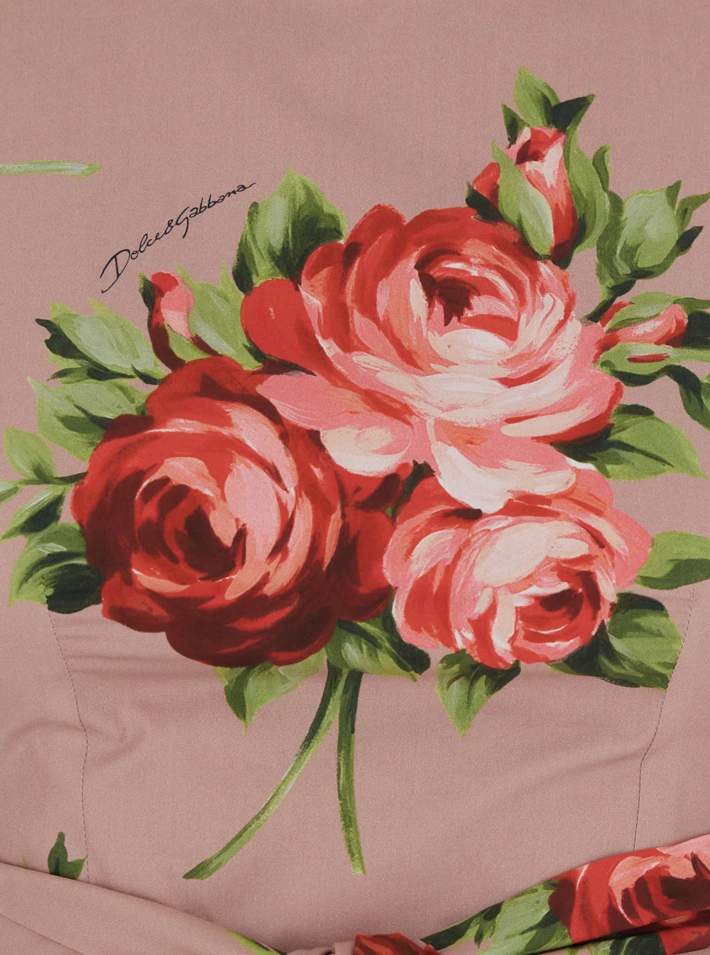 Vestido Rosa Dolce & Gabbana com Estampa Floral e Fechamento por Zíper nas Costas de Algodão para Mulheres
