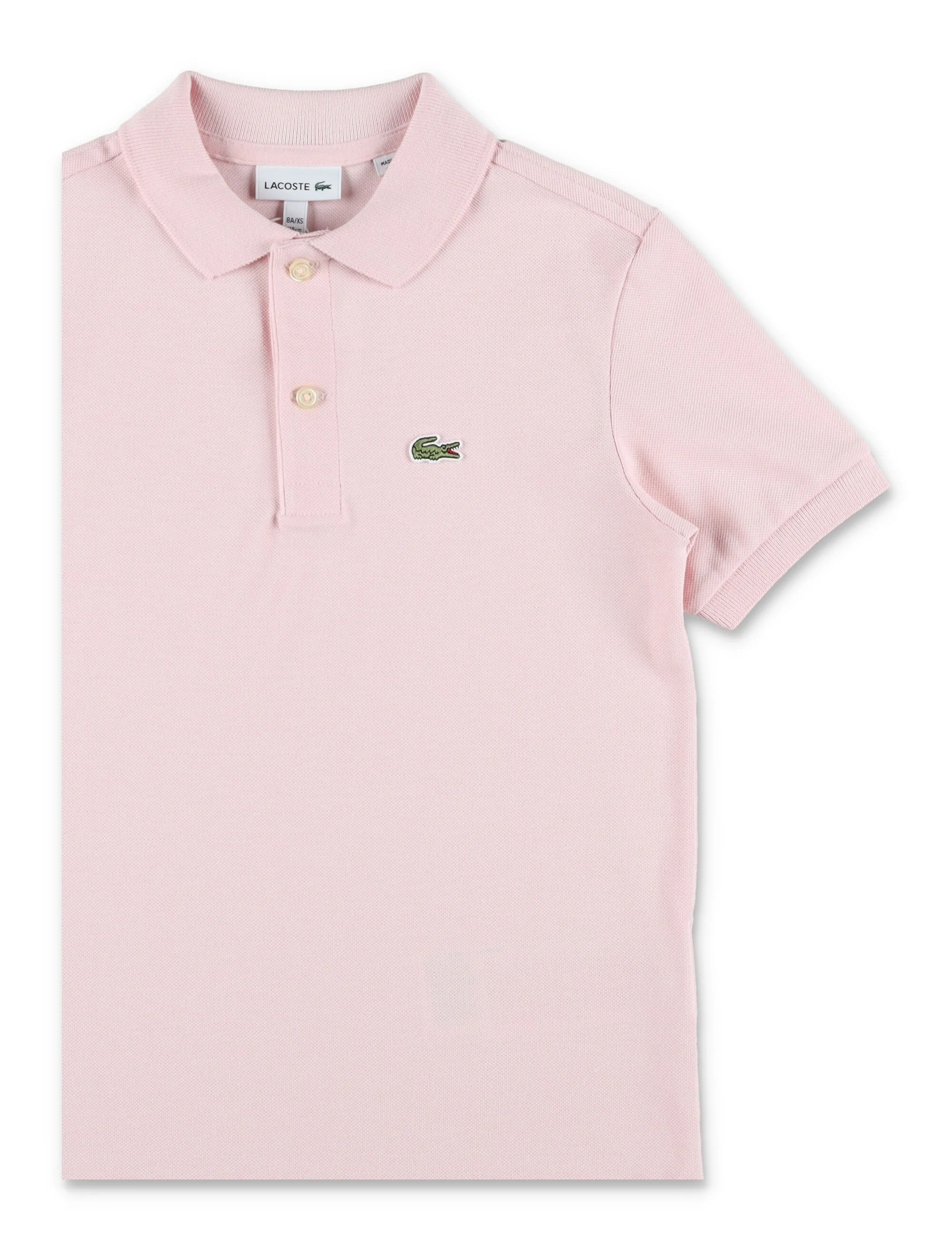 Camiseta de Malha de Algodão Petit Piqué Lacoste Kids Rosa