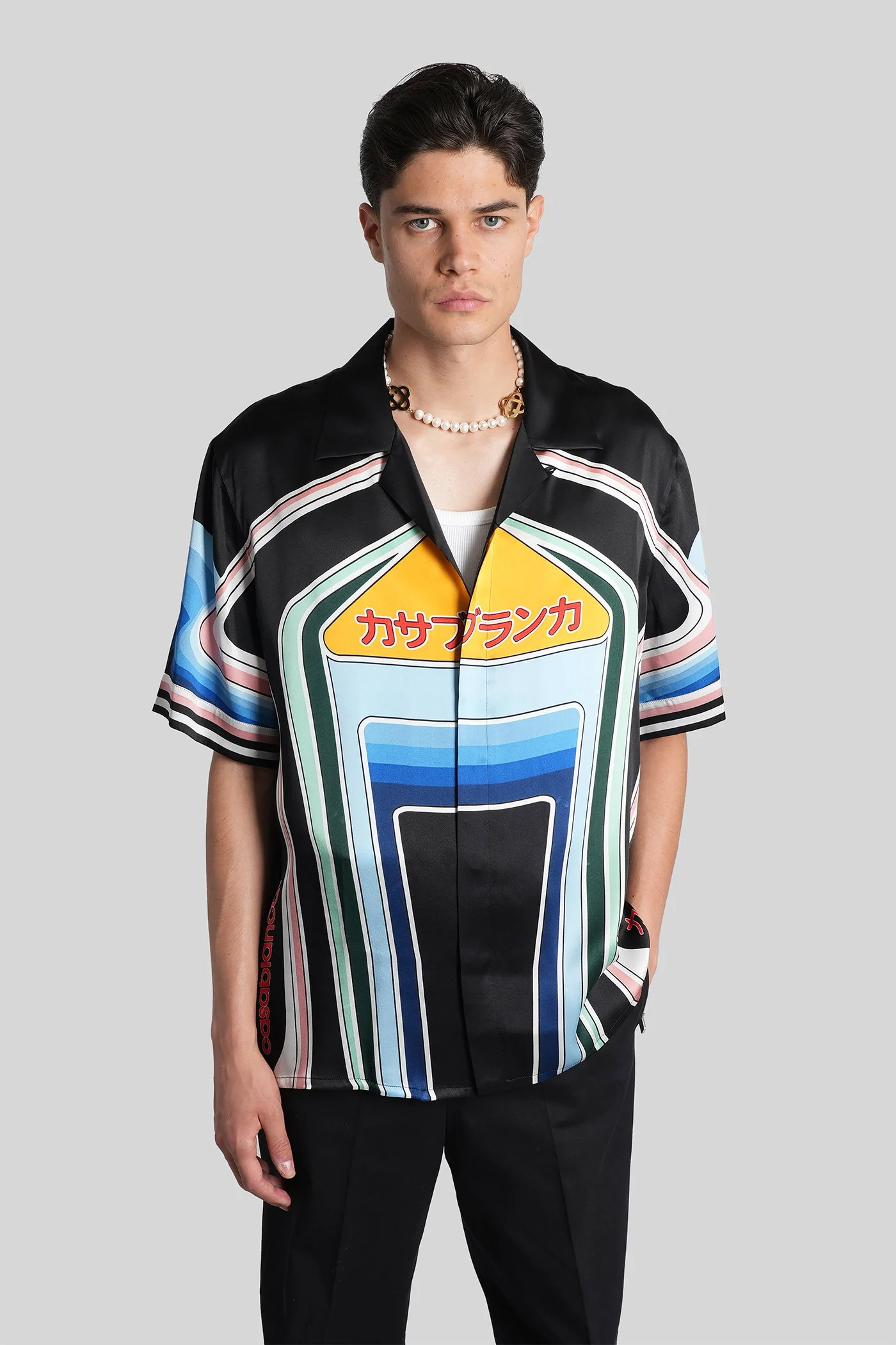 Camisa Casablanca em seda multicolor, Roupas