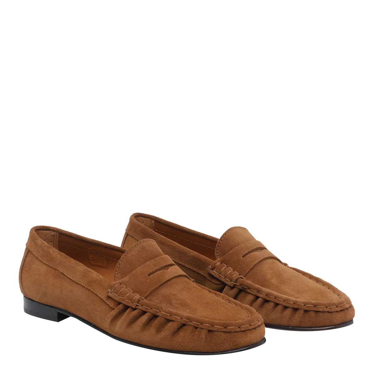 Poeve Sapatos Planos Marrom Couro de Camurça/Sola de Borracha