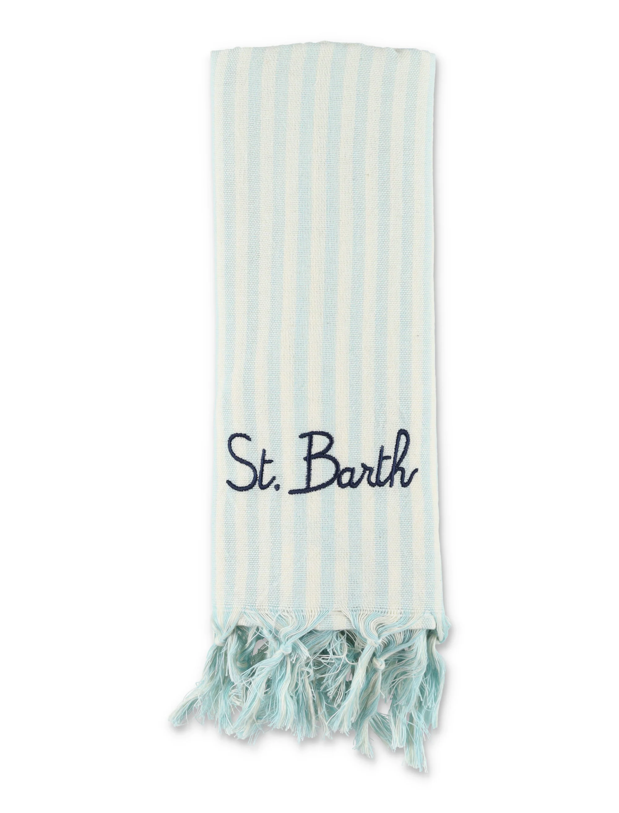 Toalha de Praia Listrada Branca e Azul Claro para Meninas Mc2 Saint Barth de Algodão