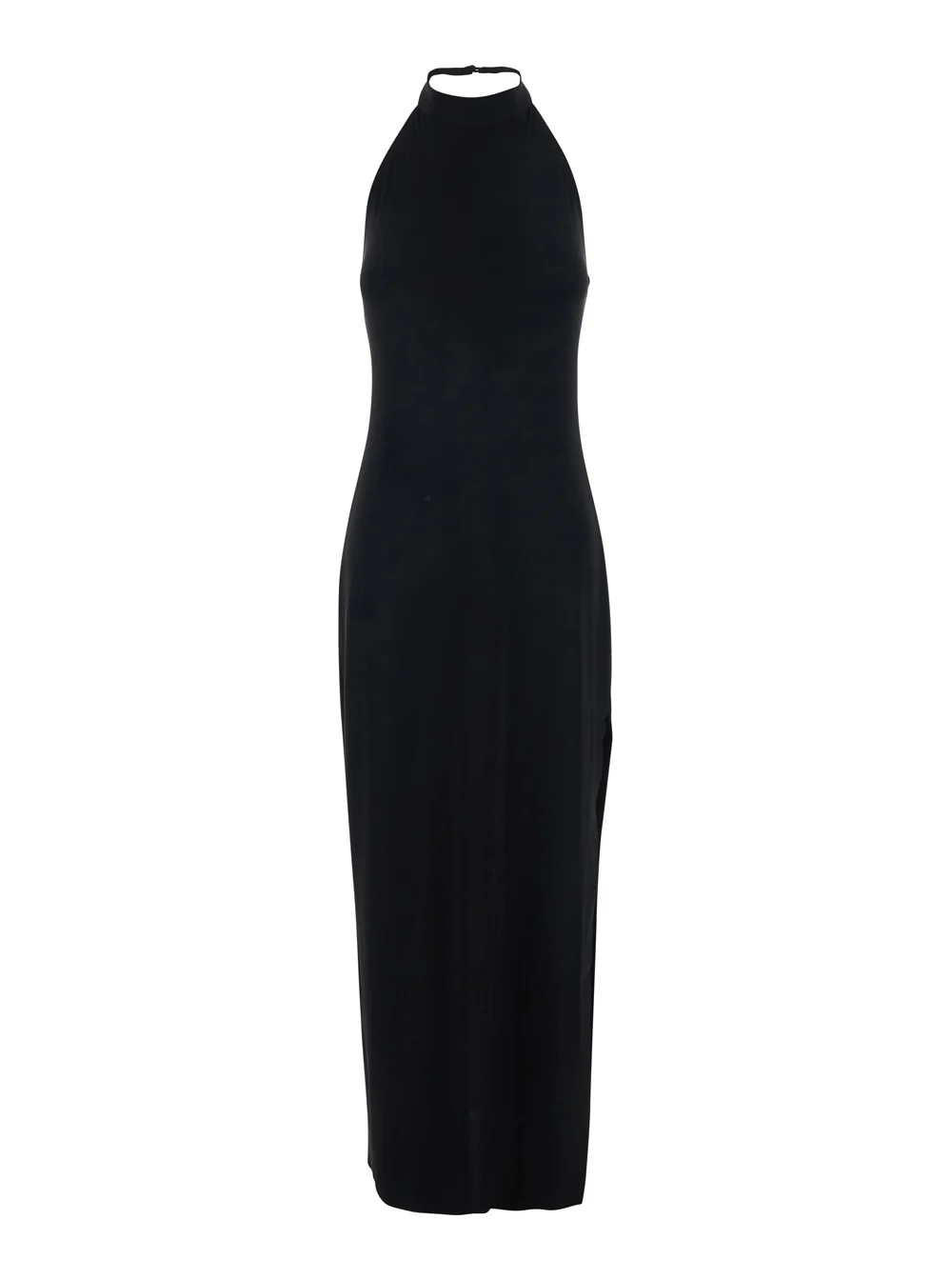 Vestido Longo com Alça Lateral e Fenda Lateral Preto para Mulheres