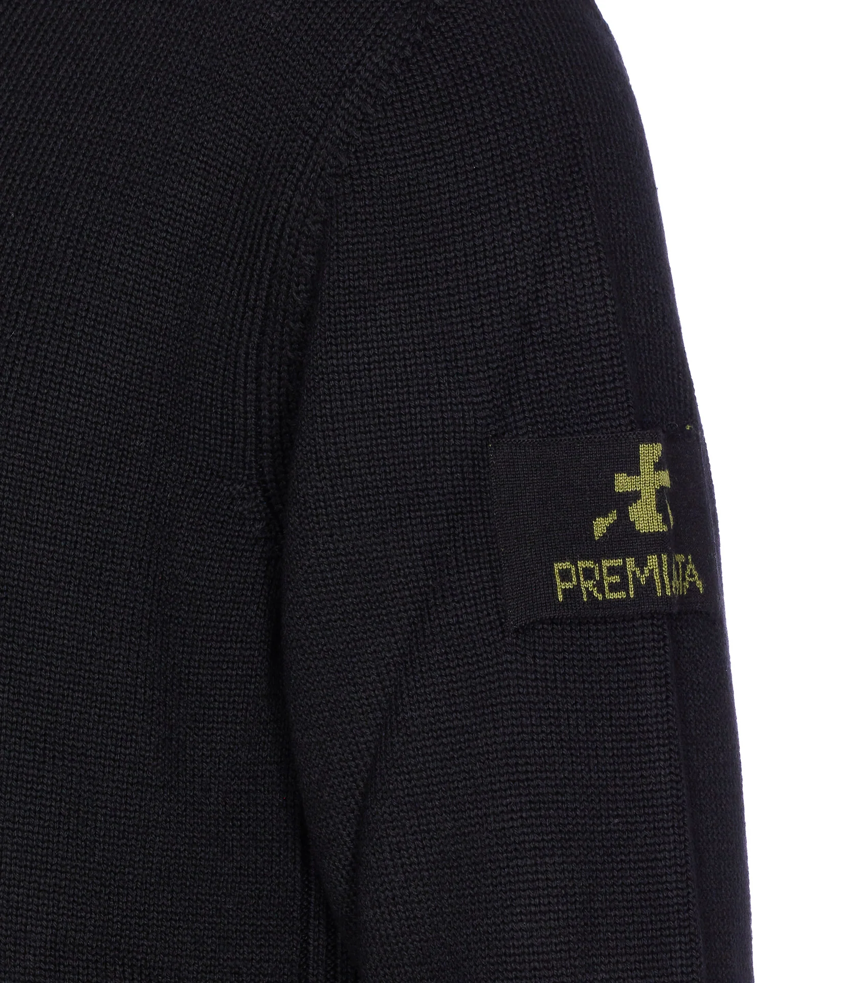 Suéter Preto de Malha de Lã Merino Premiata
