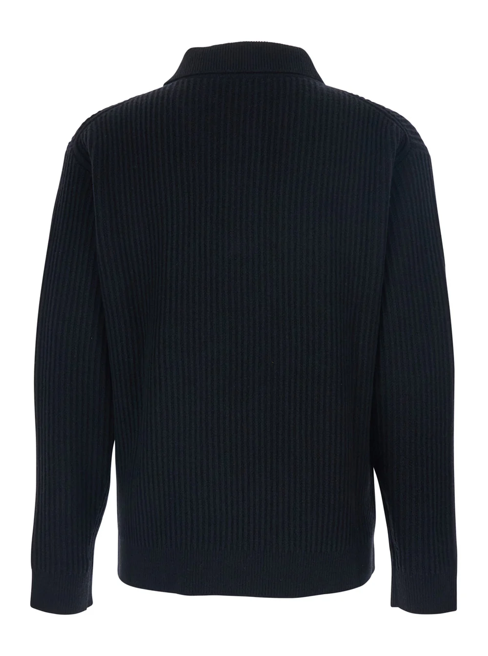 Maison Kitsuné Suéter Preto com Patch de Logotipo na Frente em Malha de Lã de Algodão Maison Kitsuné Suéter Preto com Patch de Logotipo na Frente em Malha de Lã de Algodão