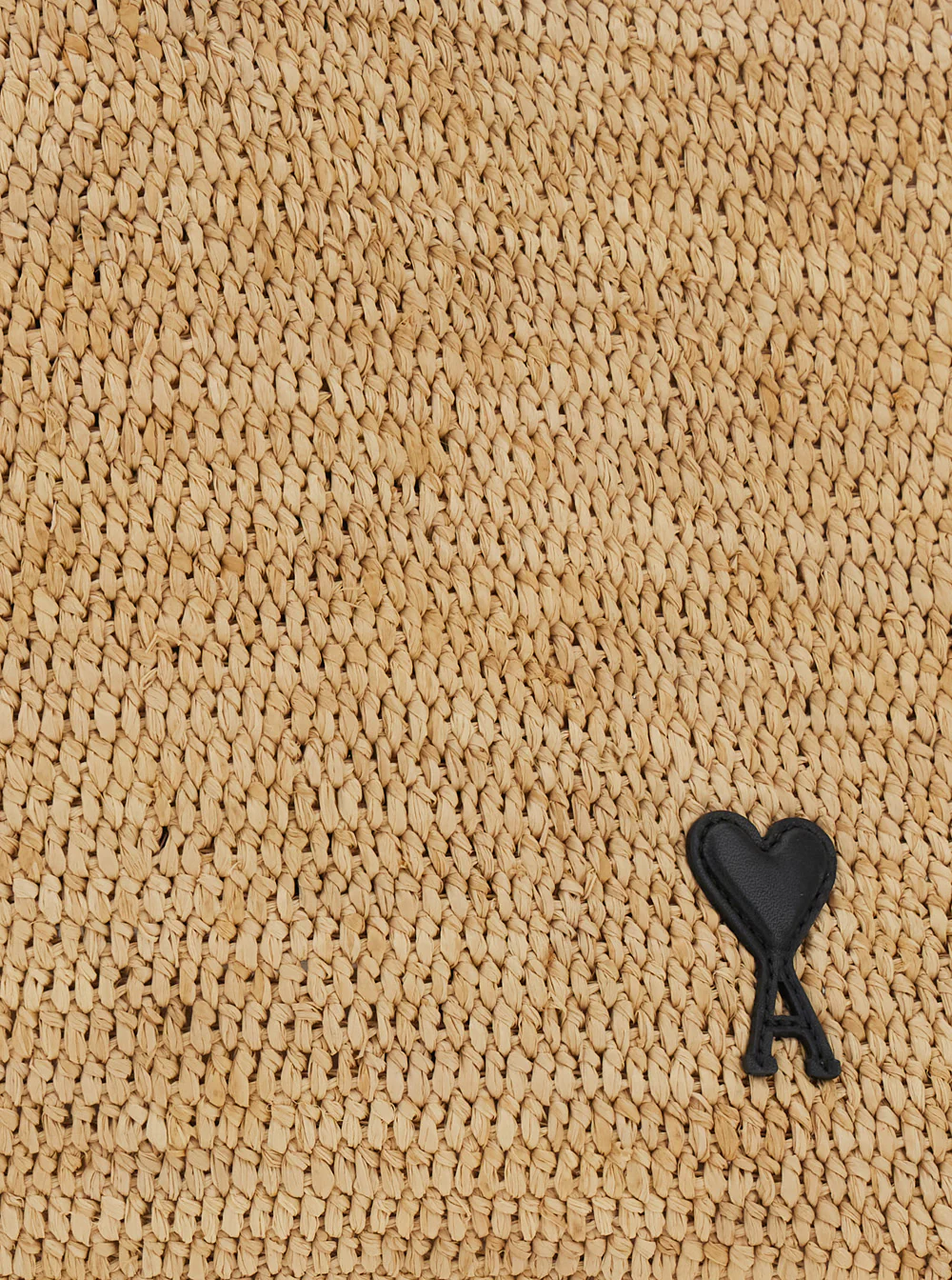 Bolsa de Compras Bege AMI Paris com Patch de Logotipo ADC na Frente em Raffia para Homens