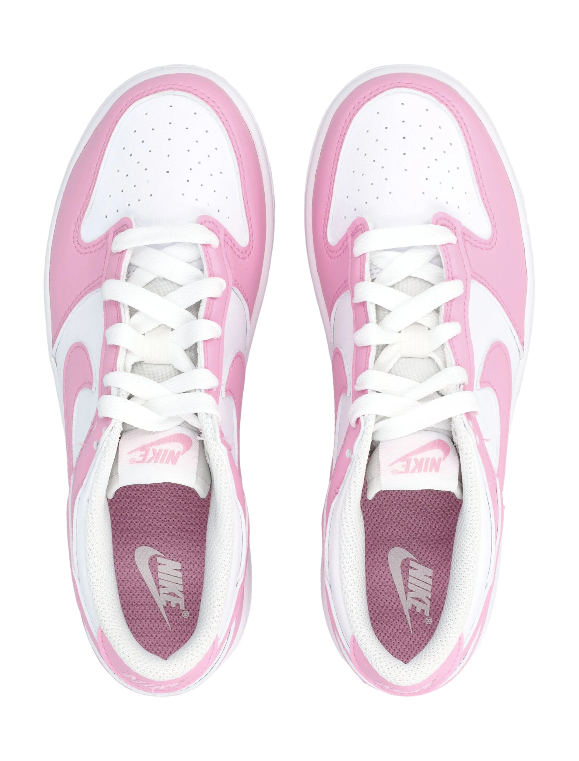 Sapatilhas Nike Dunk Low Infantil Branco e Rosa Branco/Rosa Sintético Sola