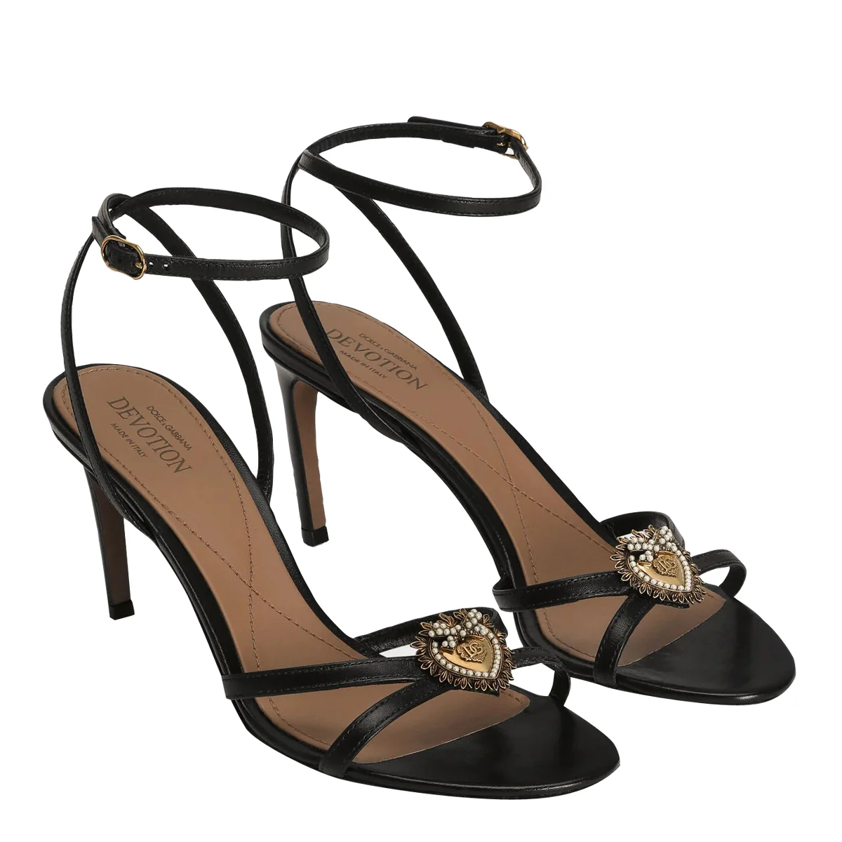 Sandalhas Dolce & Gabbana Salto em Couro Preto
