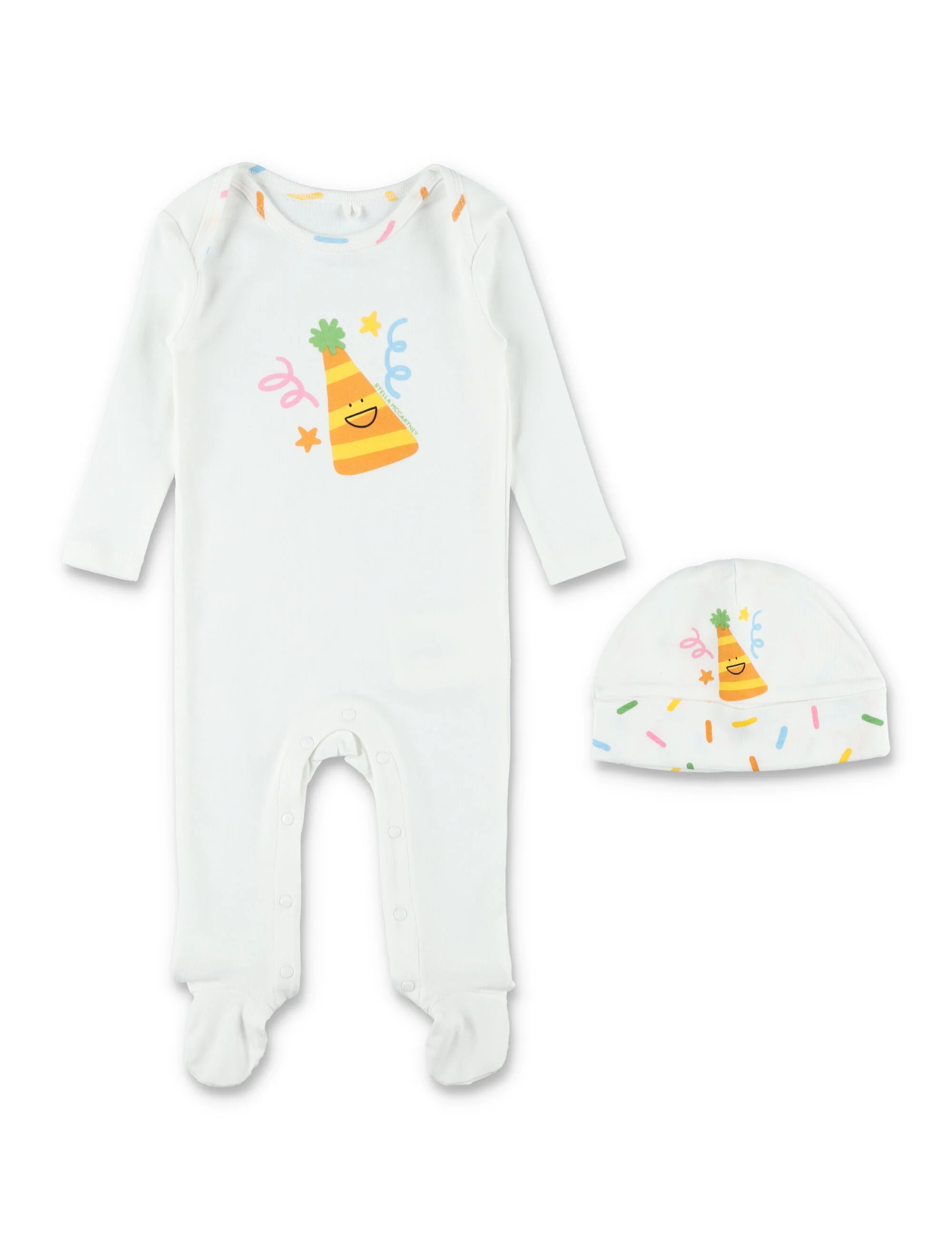 Conjunto de Chapéu de Festa e Macacão Stella McCartney Kids Bege Algodão