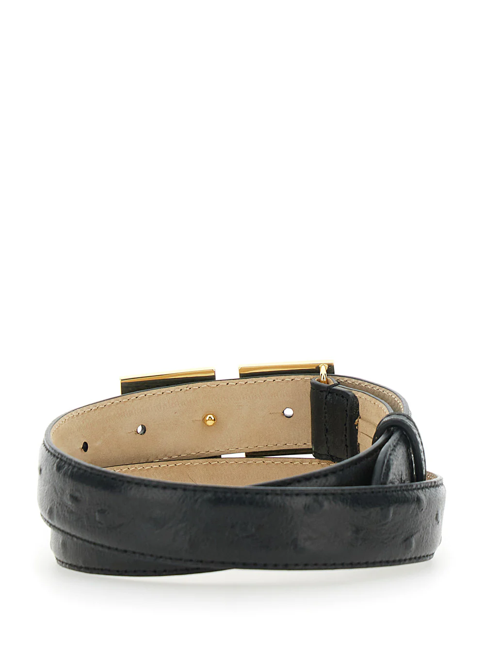 Cinto Preto Elisabetta Franchi Ct25s62e2110 com Detalhe de Logotipo em Couro