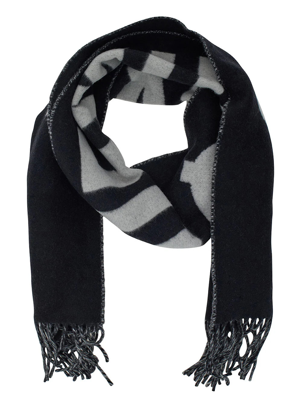 Cachecol Lecharpe Jacquemus com Letreiro de Logotipo Maxi e Borda Frisada Cachecóis de Homem em Malha Preta Foulards
