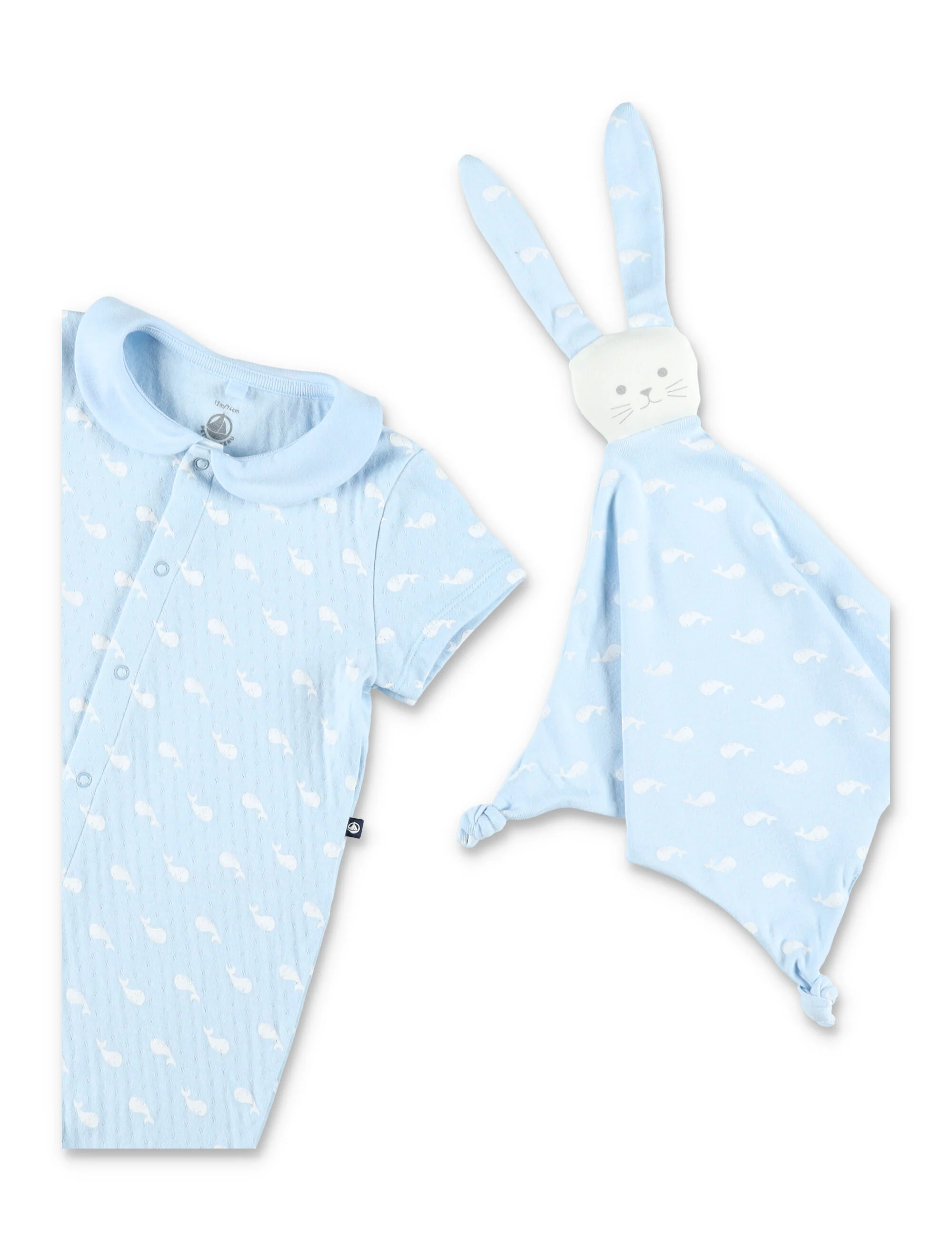 Conjunto de Presente Bebê com Estampa de Baleia Petit Bateau Azul Algodão