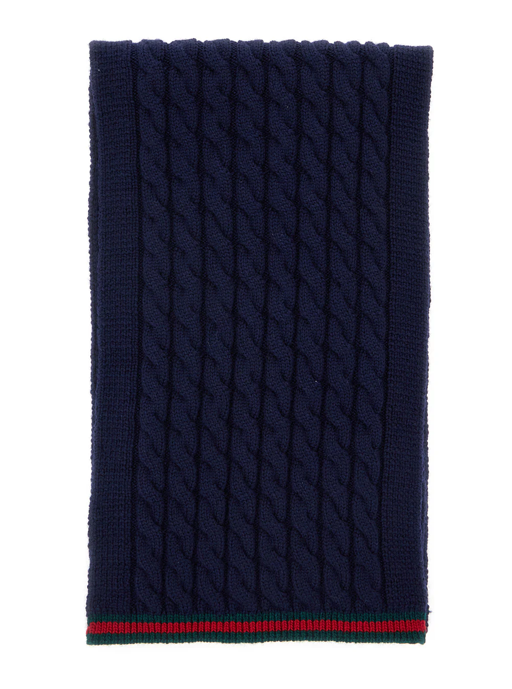 Gucci Kids Pashmina Azul com Bordo Web e Malha Tricot em Lã Menino Azul Pashminas Foulards