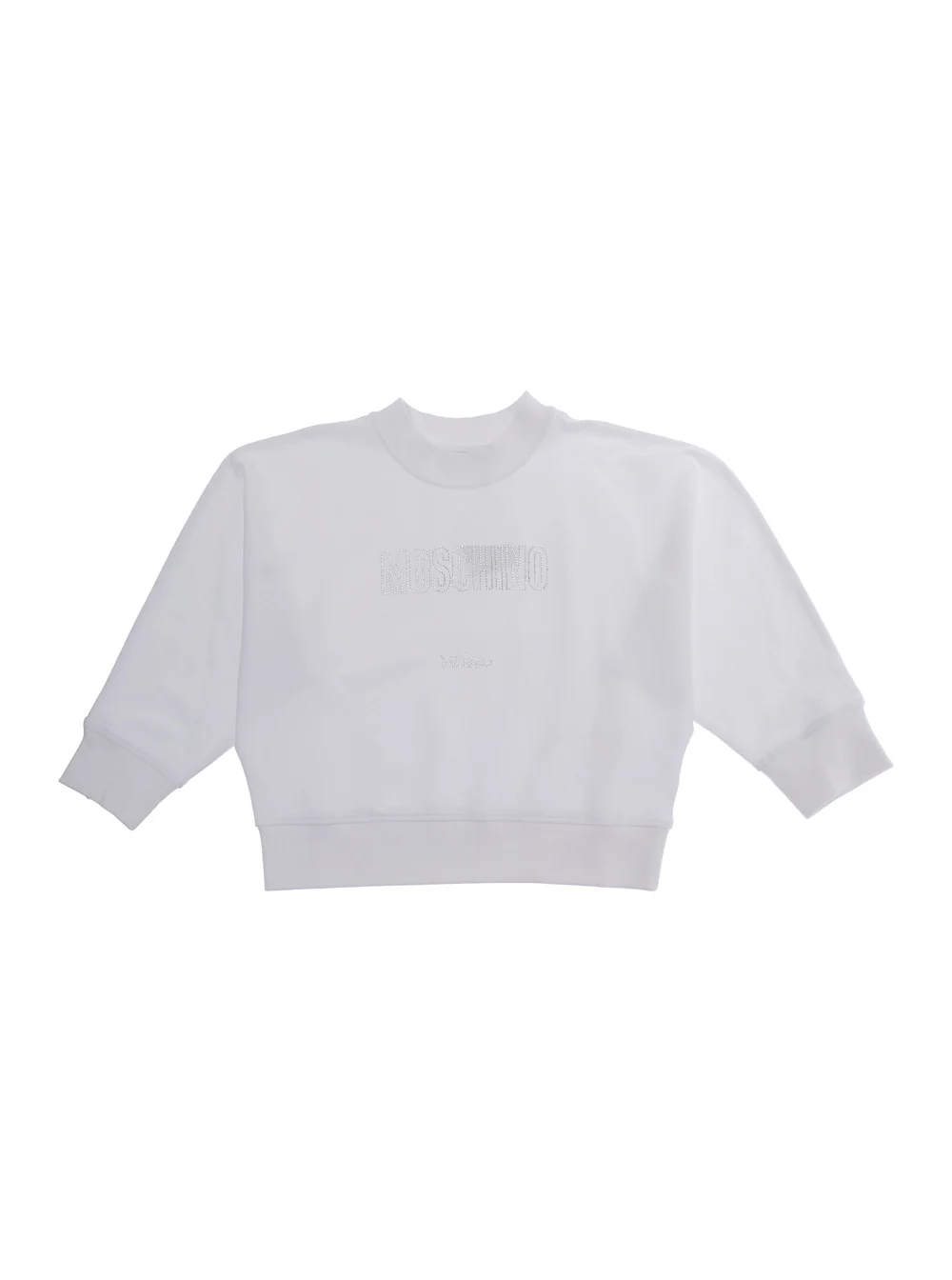 Moletom com Gola Redonda de Algodão Branco Moschino Kids com Letras de Logotipo para Meninas Moletom com Elastano