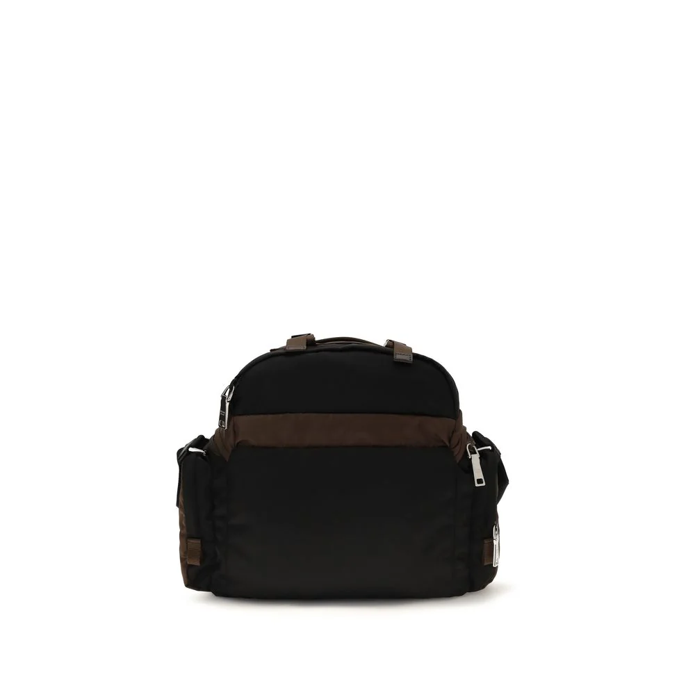 Bolsa de Ombro Prada Marrom em Poliamida Reciclada