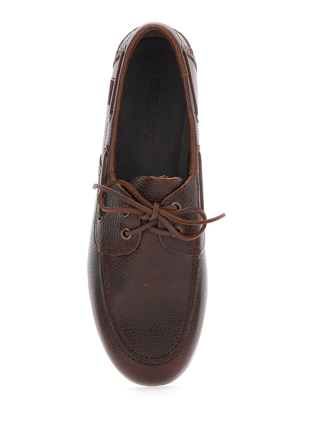 Mocassins Sebago em Couro Marcado Marrom com Ponta Arredondada para Homens