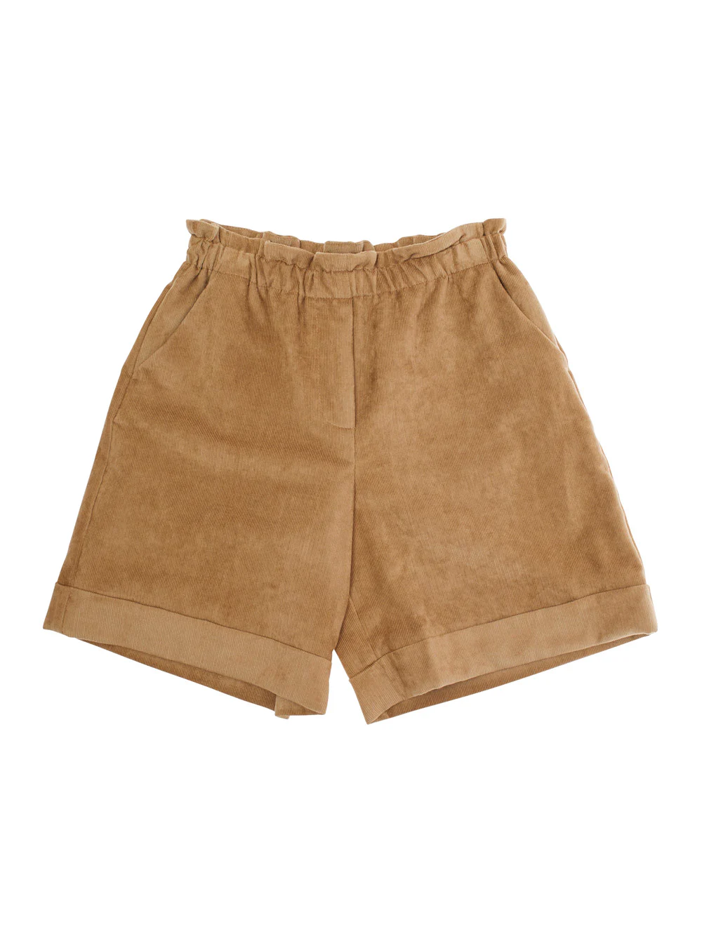 Calças Bermuda Bege Moncler Kids com Cintura Elástica e Patch com Logotipo nas Costas em Shorts de Poliéster com Mistura de Viscose