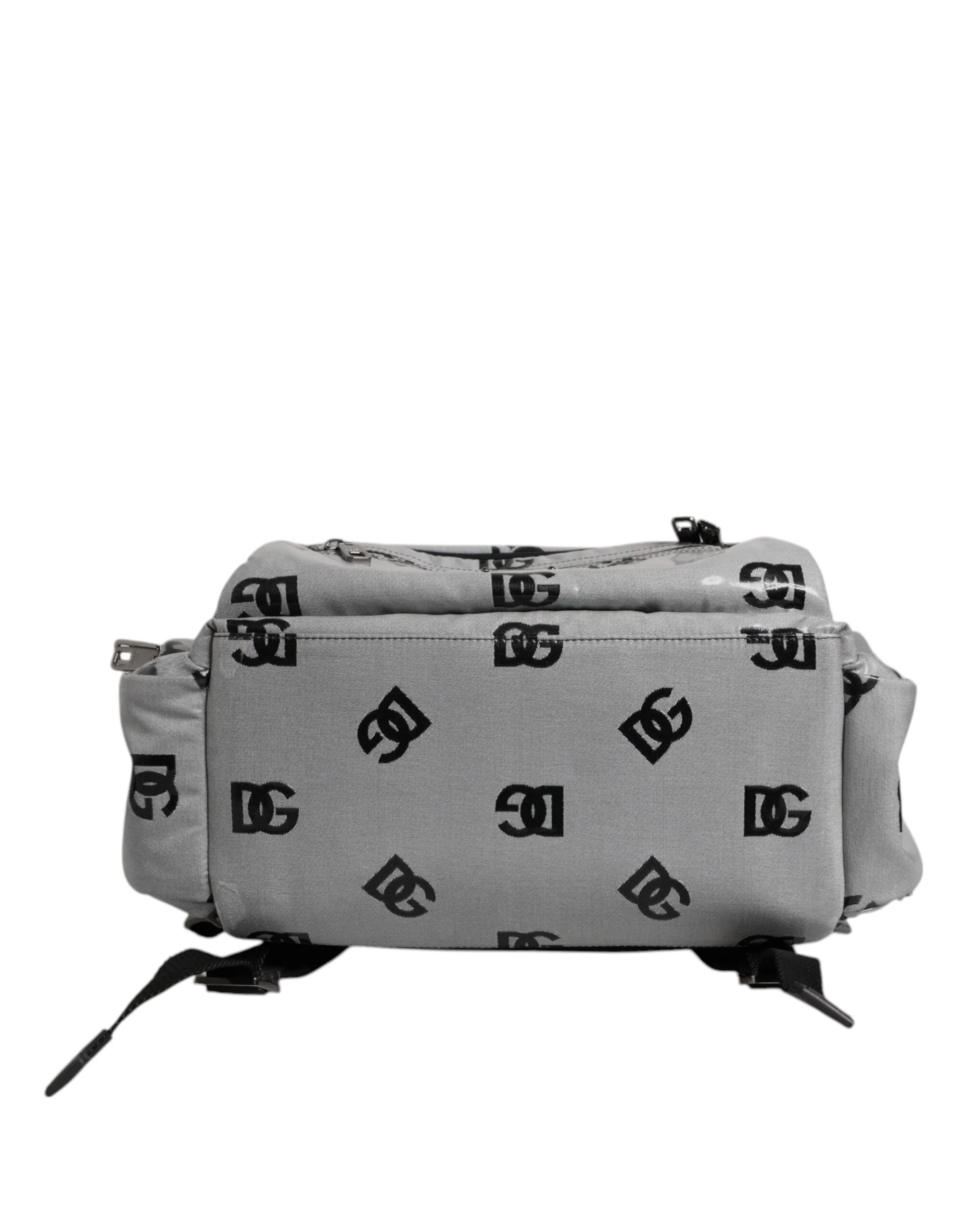 Dolce & Gabbana Poliéster Cinza Preto Bolsa de Mochila com Placa de Logotipo Dg