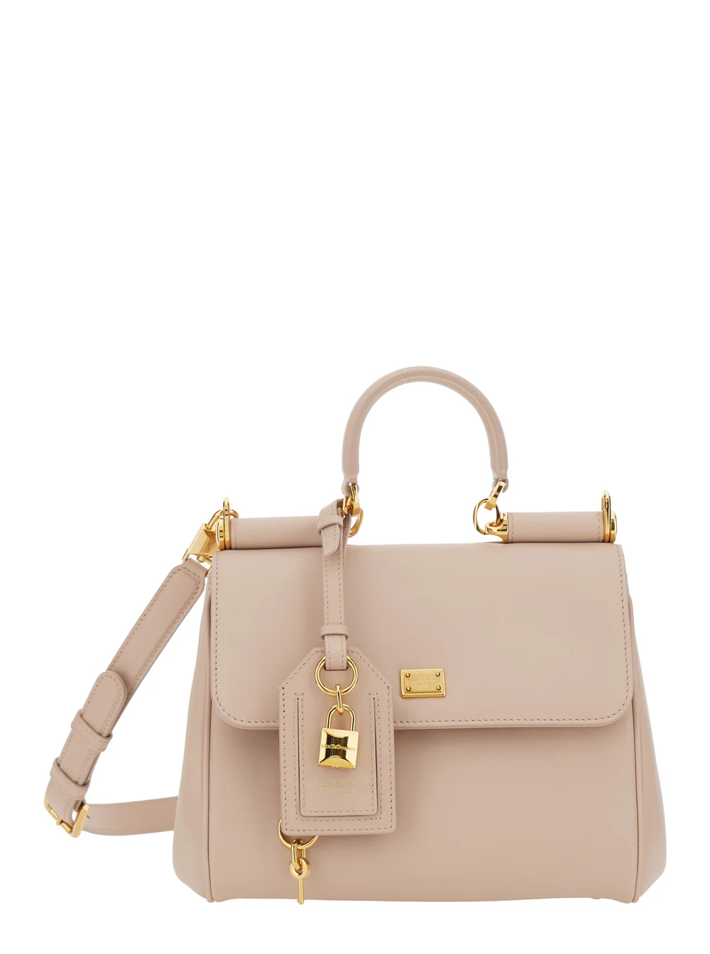 Bolsa de Mão Pequena Rosa My Sicily Dolce & Gabbana com Detalhe de Fechadura em Couro para Mulher Bolsas de Mão de Calf Pvc