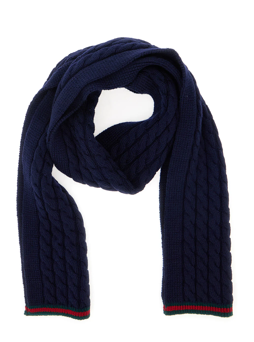 Gucci Kids Pashmina Azul com Bordo Web e Malha Tricot em Lã Menino Azul Pashminas Foulards