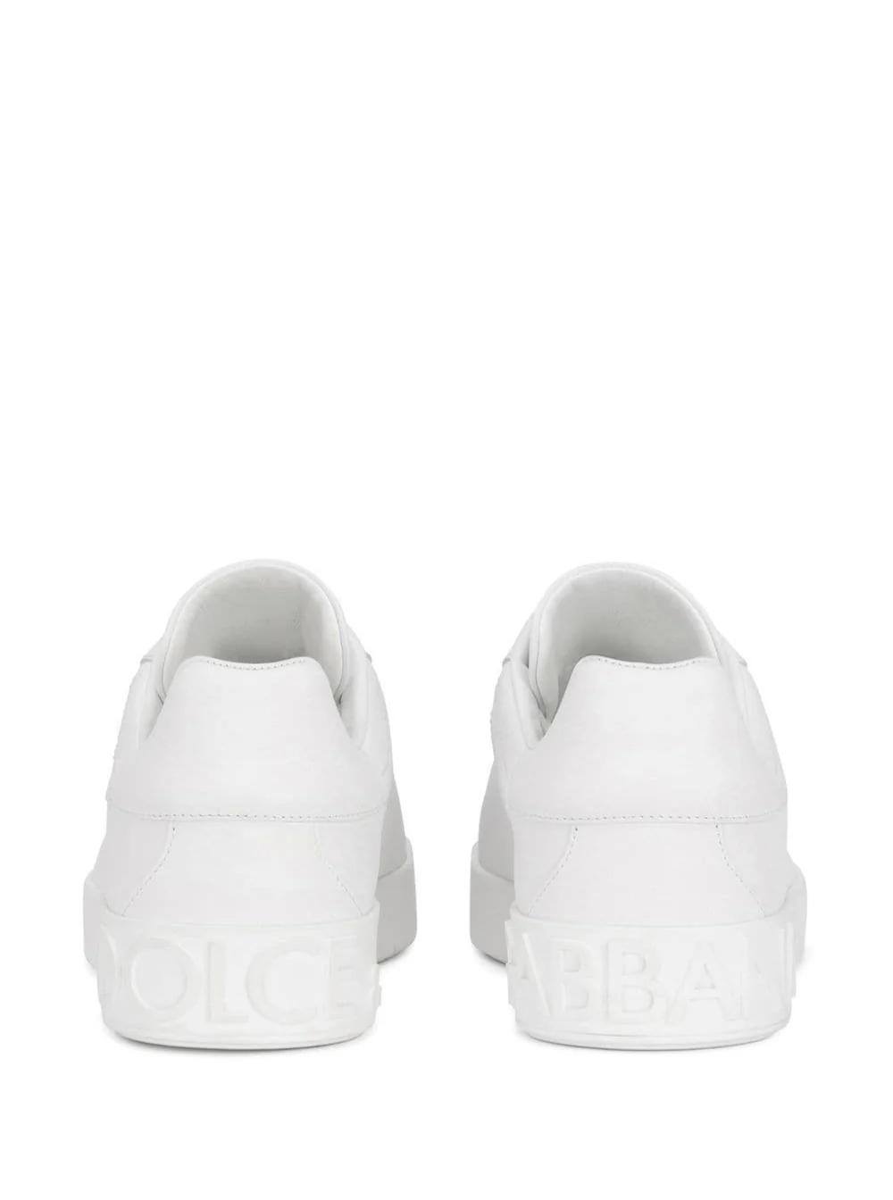 Sapatilhas Baixas Brancas Portofino New Dolce & Gabbana com Logotipo Contrastante em Couro para Homens Poliéster Cordeiro Borracha