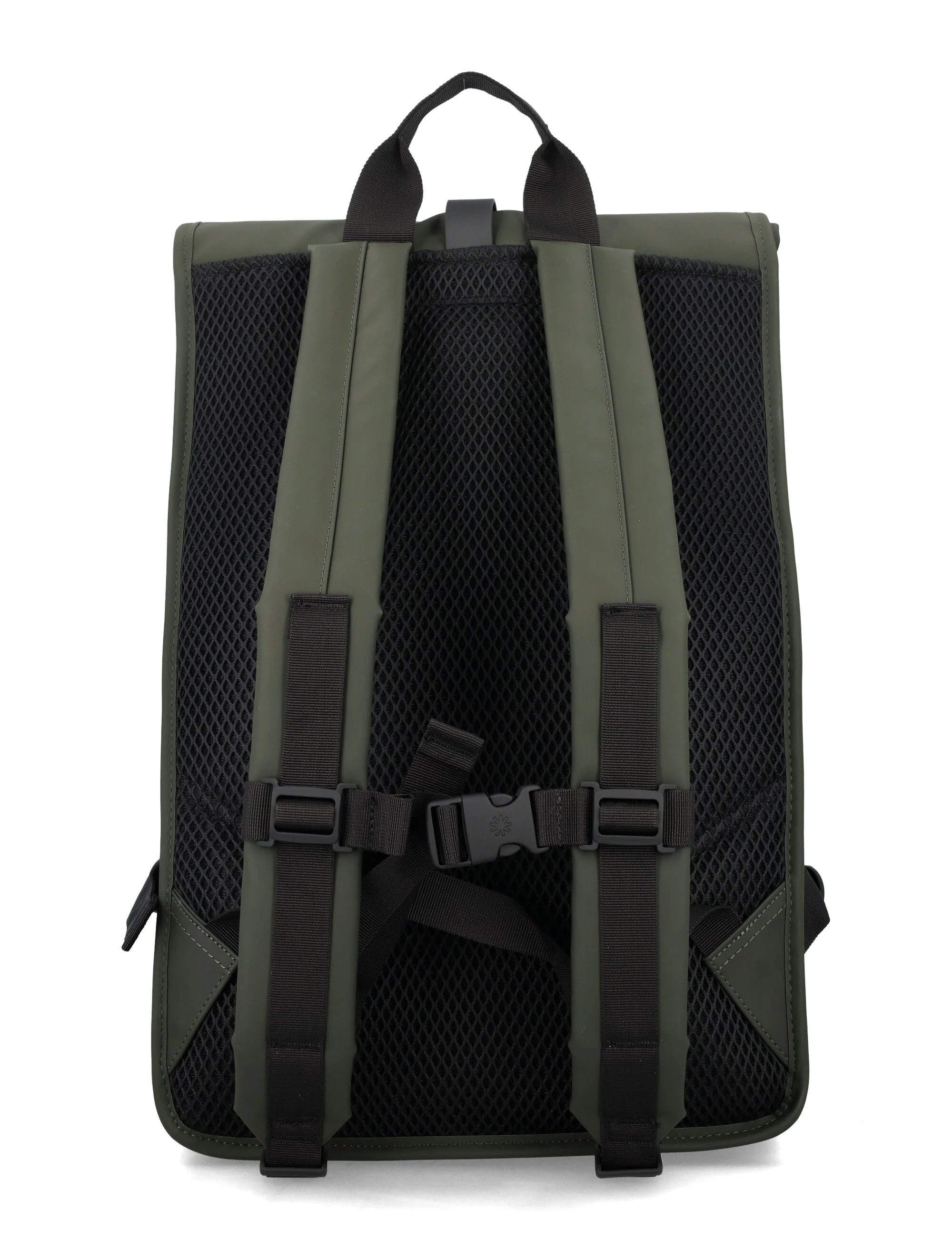 Mochila Impermeável Grande Rains Rolltop com Bolsa para Laptop Revestimento Verde em Poliéster