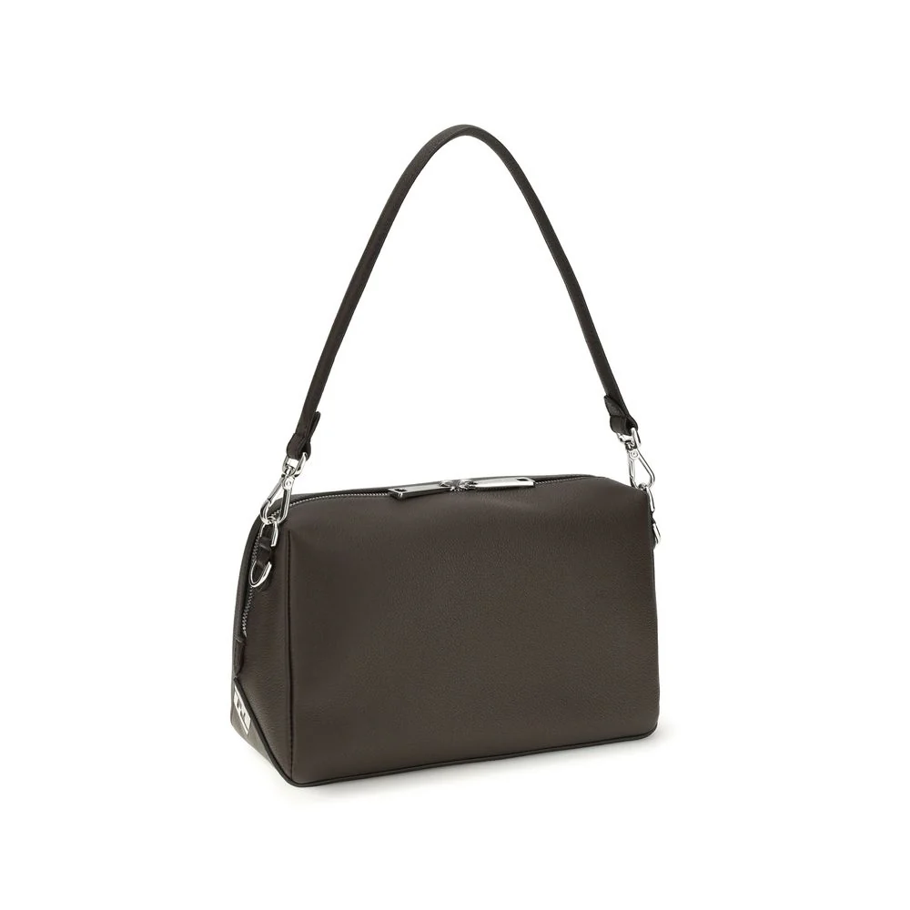 Bolsa de Ombro Bos Taurus Couro de Novilho Marrom Fendi