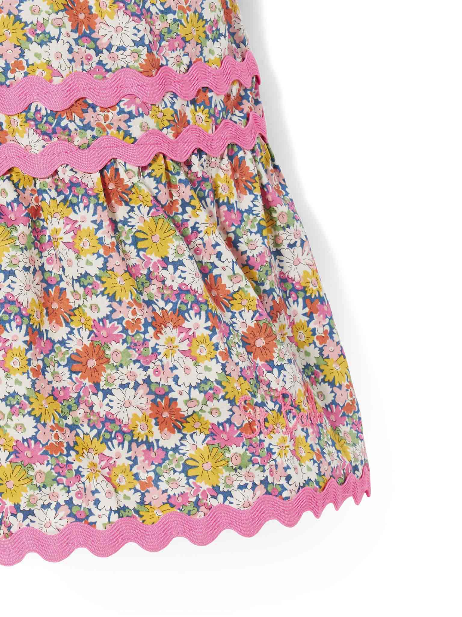 Vestido de Menina Mc2 Saint Barth com Estampa de Flor Liberty | Tecido Azul