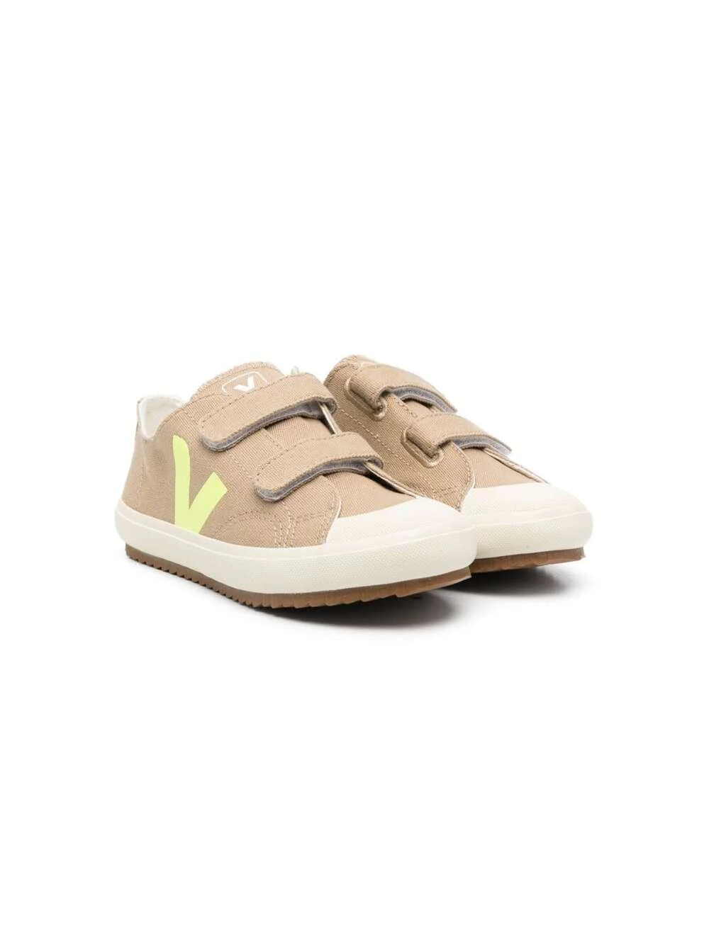 Sapatilhas Infantil Marrom com Fecho de Toque Branco Couro Infantil Canvas