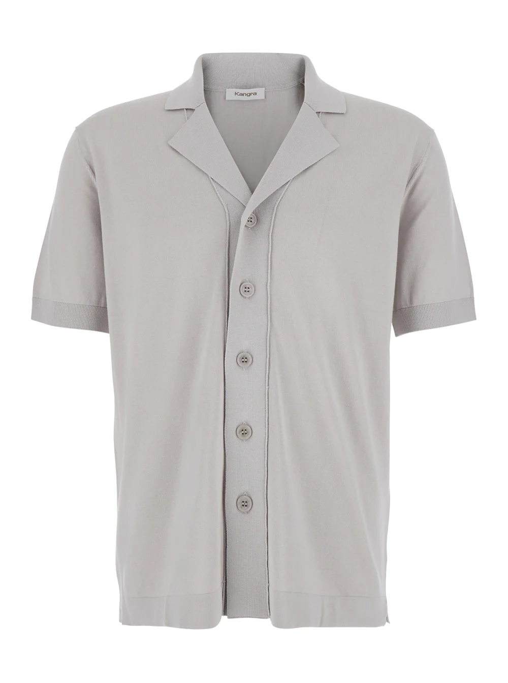 Camisa Branca Kangra Com Gola Com Rebordo E Mangas Curtas Em Algodão Para Homens