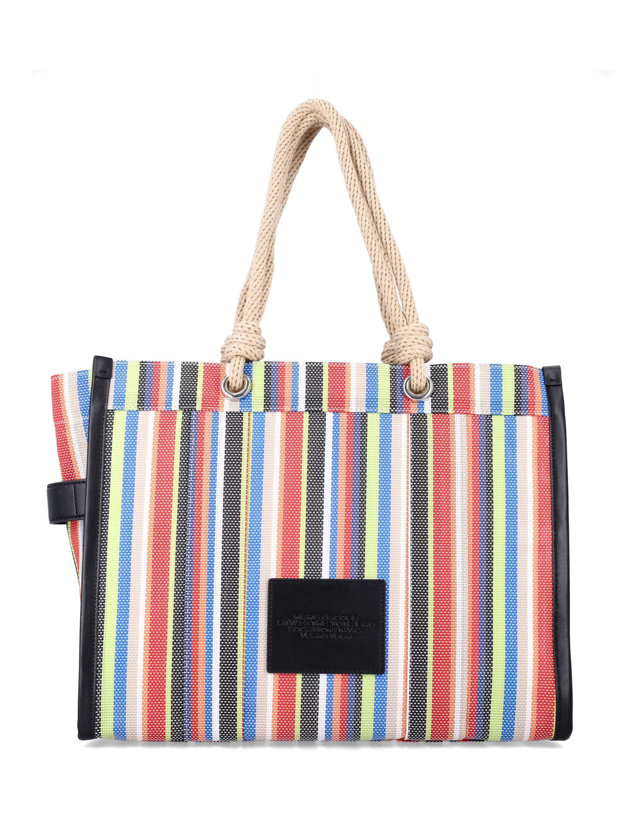 Bolsa de Mão Grande Marc Jacobs The Stripe Mesh Vermelha Multicolor com PVC
